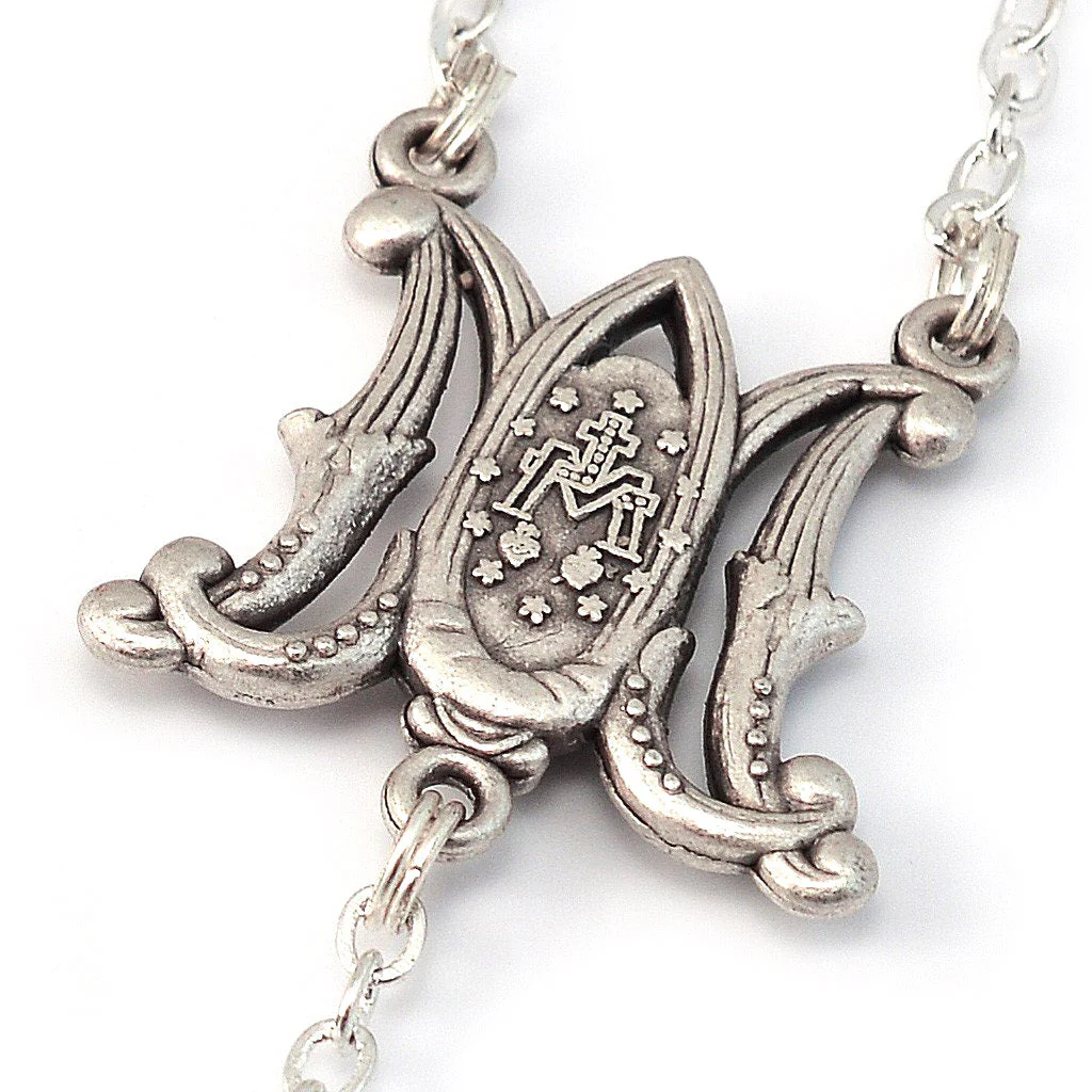 Annunciation Rosary, Silver & Peridot Bohemian Glass - Image 4