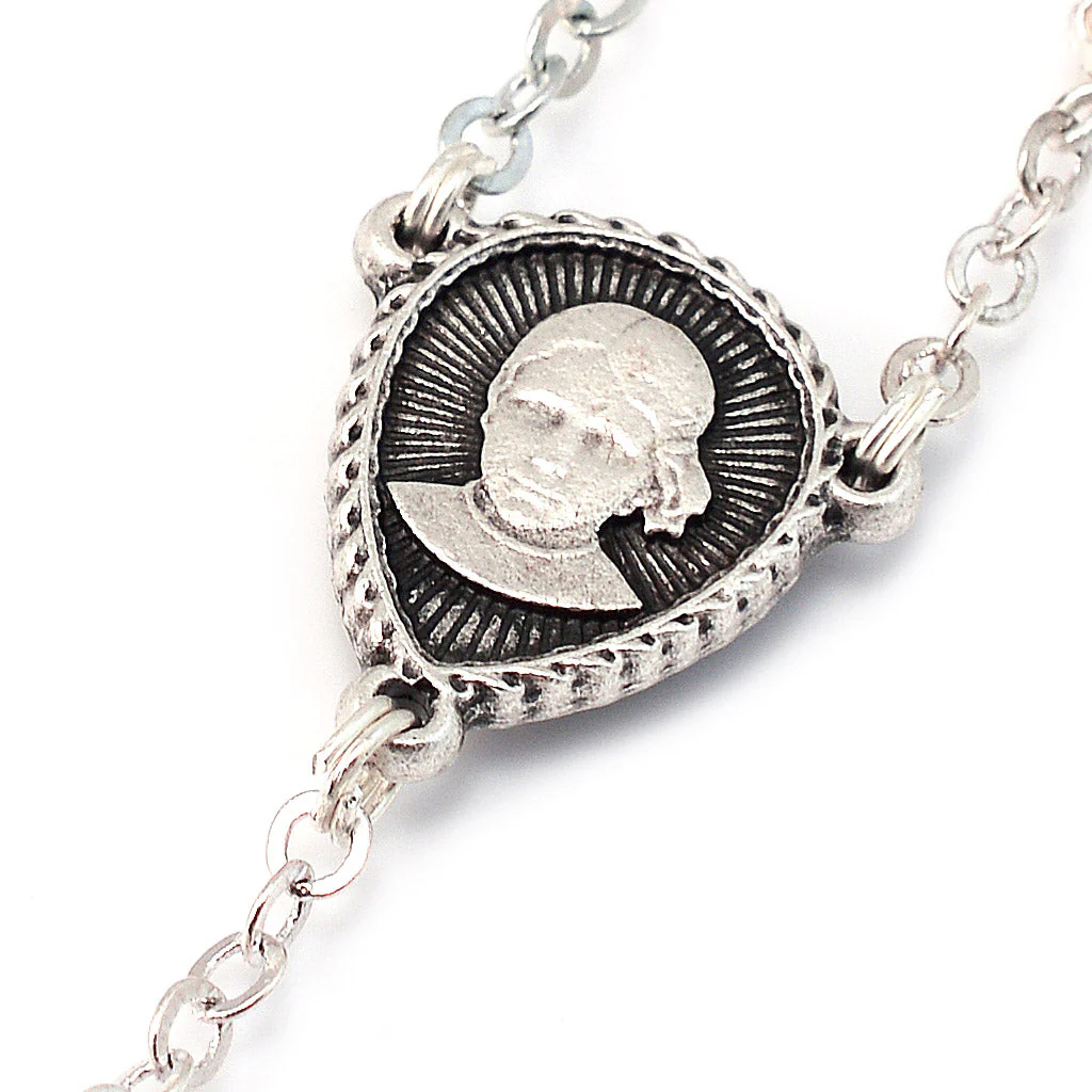 Saint Jacinta Marto Sky Blue & Silver Rosary - Image 3