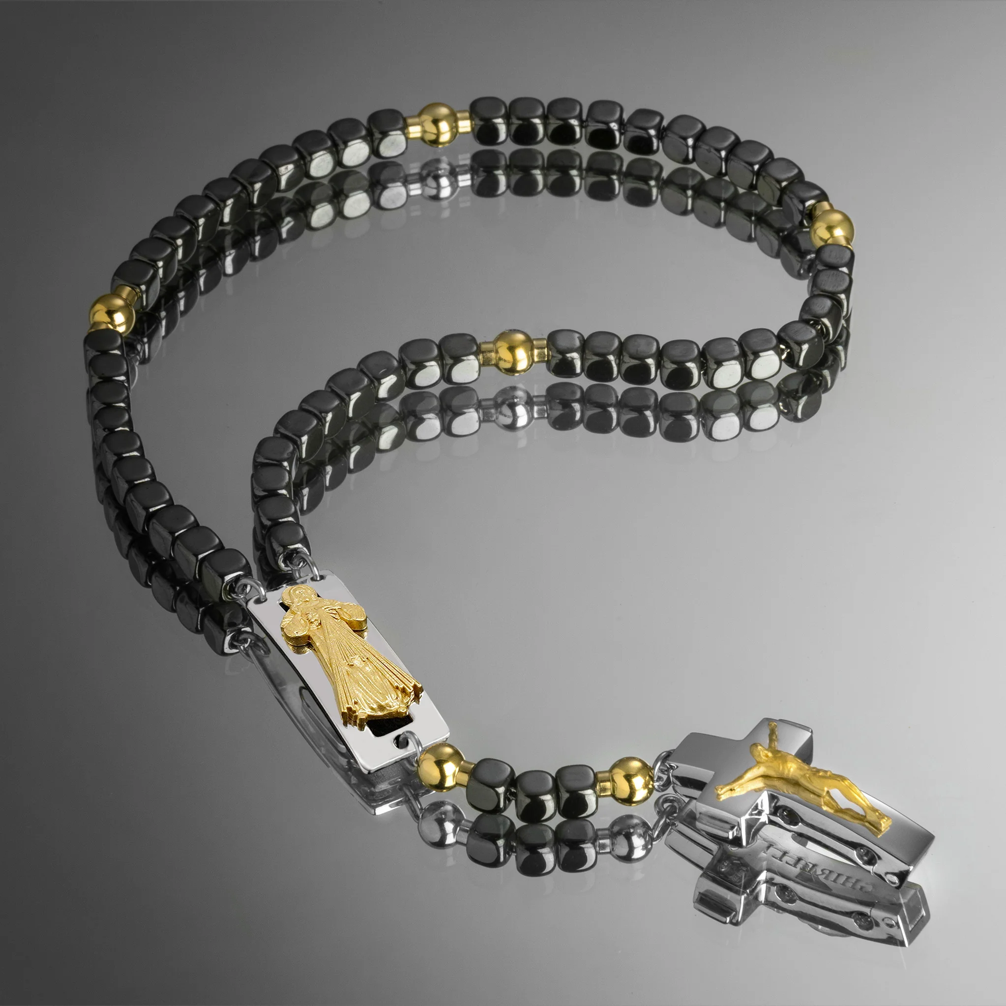 DEVOTIONAL ROSALET® - SQUARE POLISHED HEMATITE BEADS - Image 49