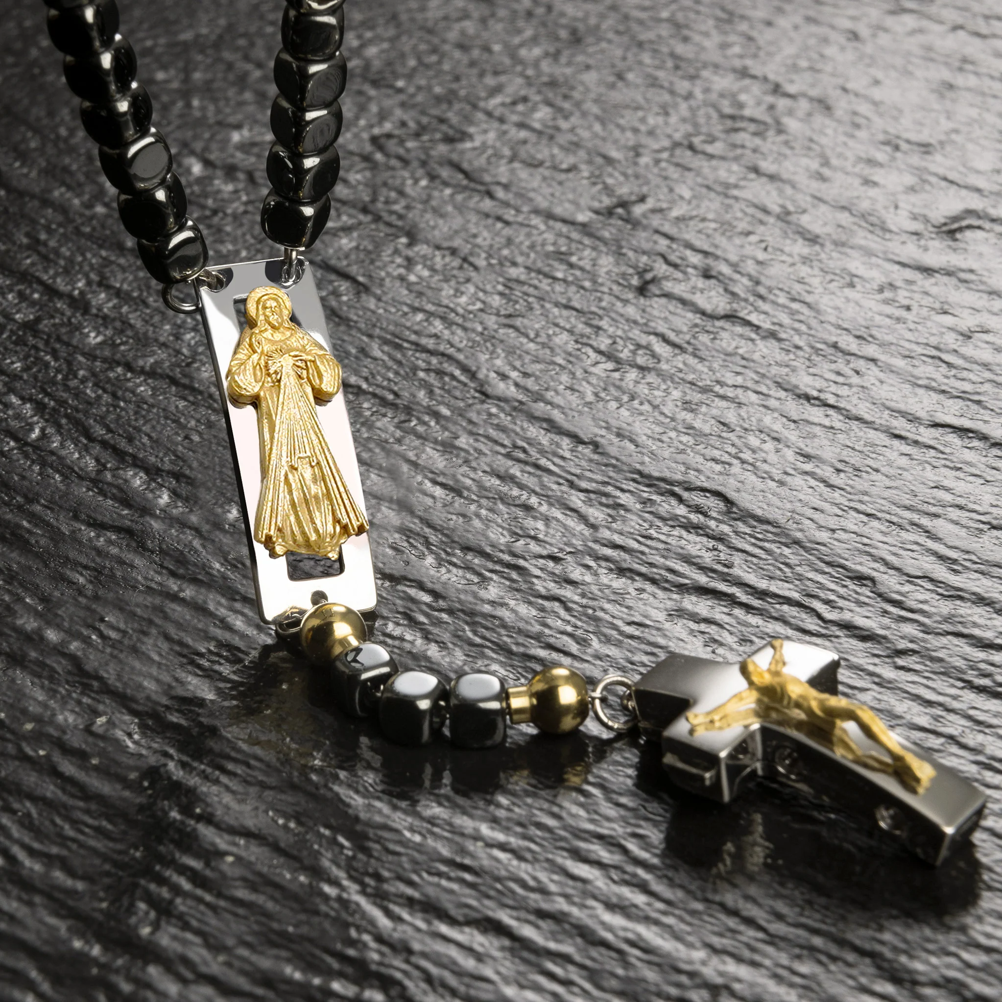 DEVOTIONAL ROSALET® - SQUARE POLISHED HEMATITE BEADS - Image 50
