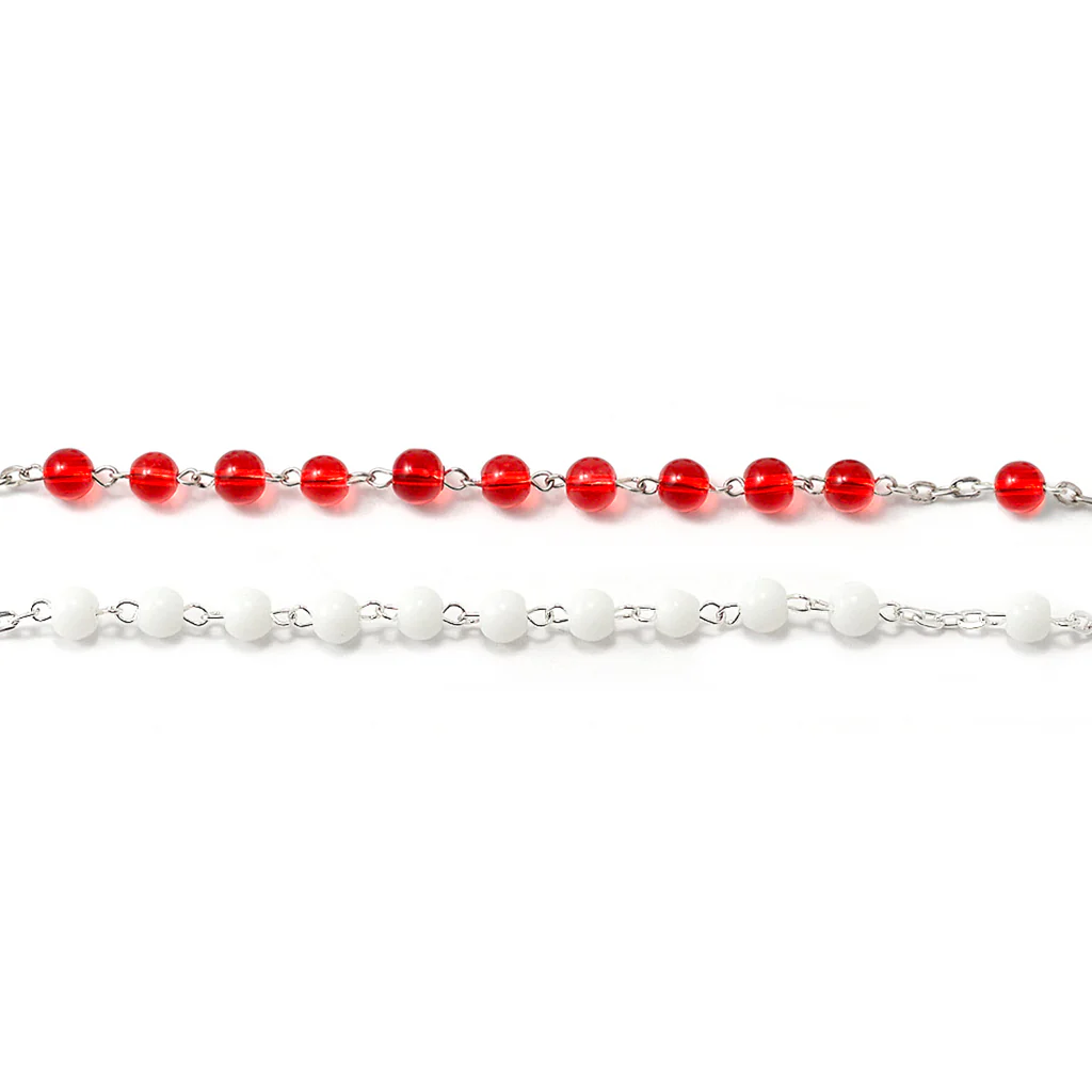 Merciful Jesus Divine Mercy Crimson & White Rosary - Image 6