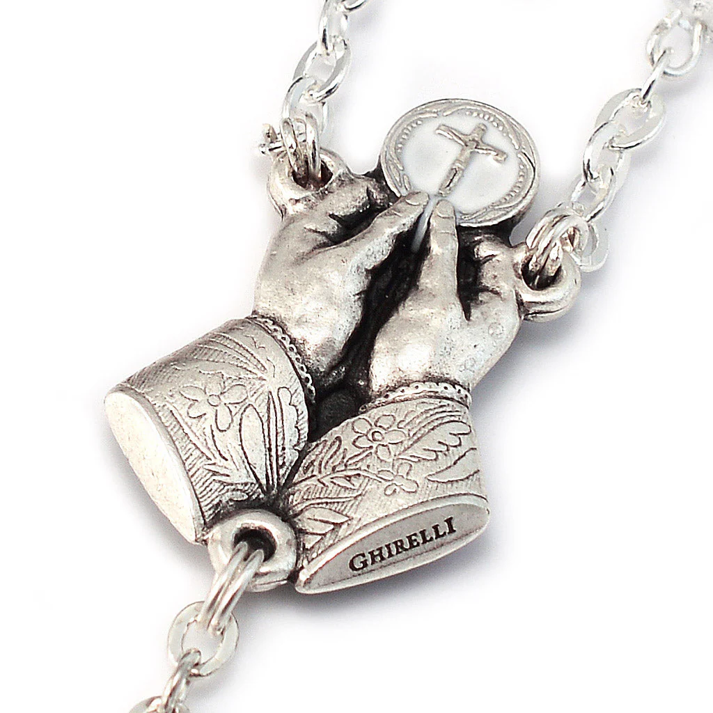 Fatima Immaculate Heart Lapis & Silver Rosary - Image 5