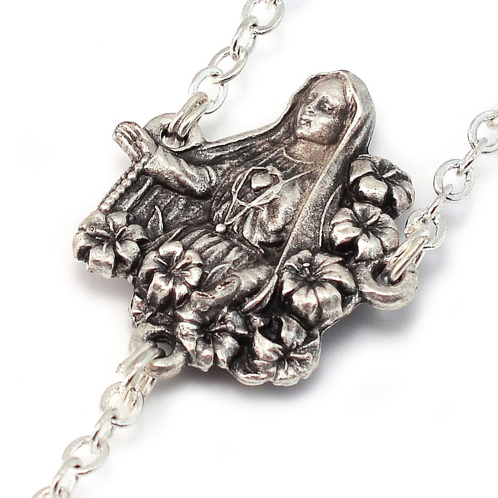 Fatima Lily Crimson & Silver Rosary - Image 4
