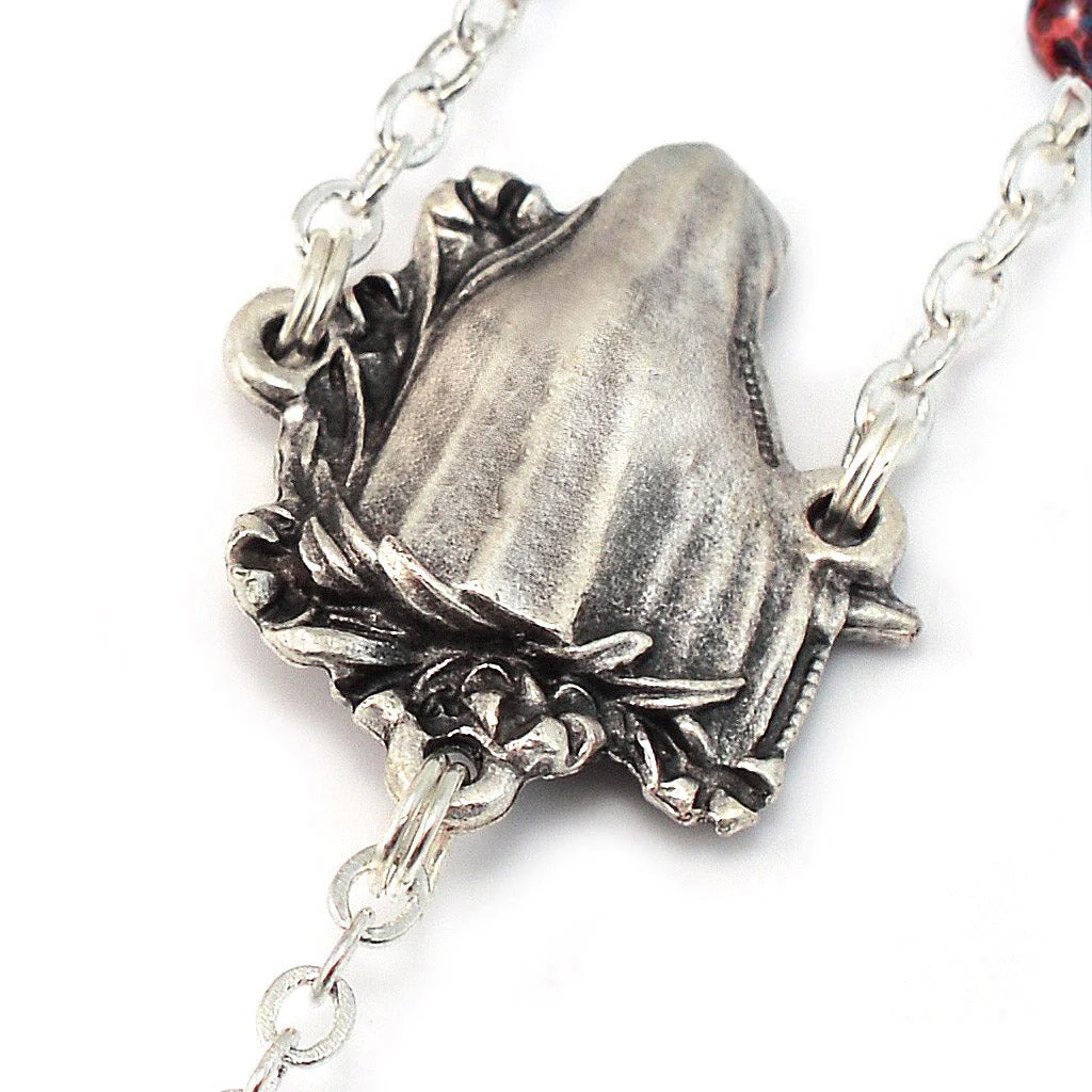 Fatima Lily Crimson & Silver Rosary - Image 5