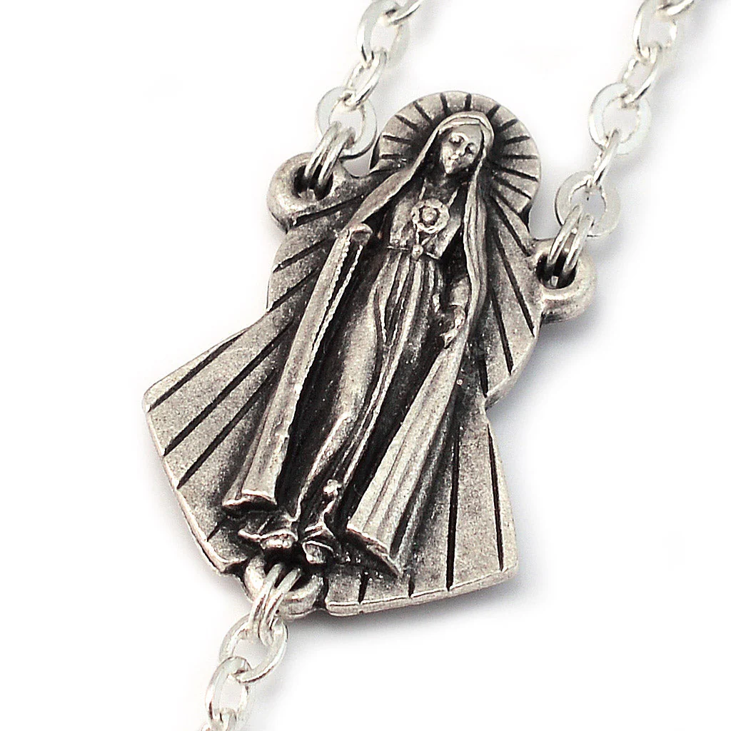 Fatima Immaculate Heart Red & Silver Rosary - Image 3
