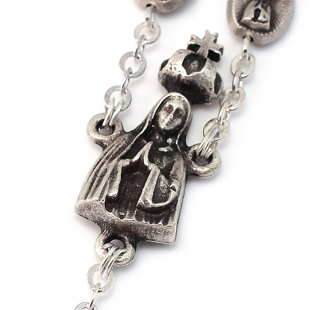 Fatima Crown of Roses Silver Rosary - Image 3