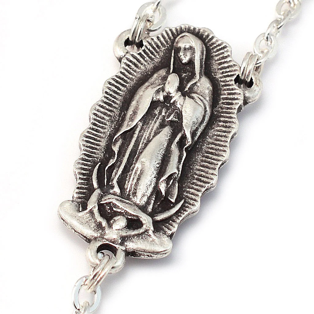 Our Lady of Guadalupe Rosary, Silver - Image 3