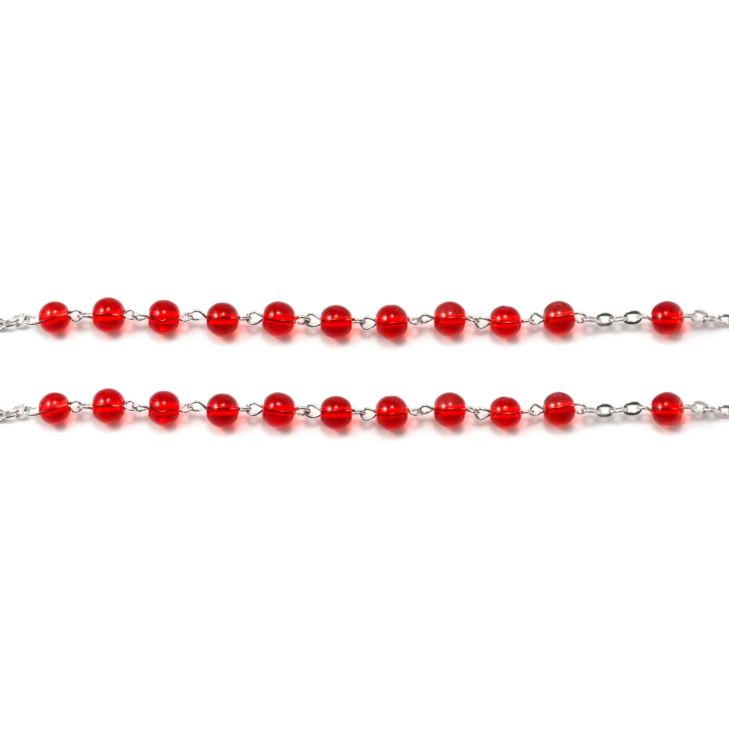 Holy Spirit Red Glass & Silver Rosary - Image 4