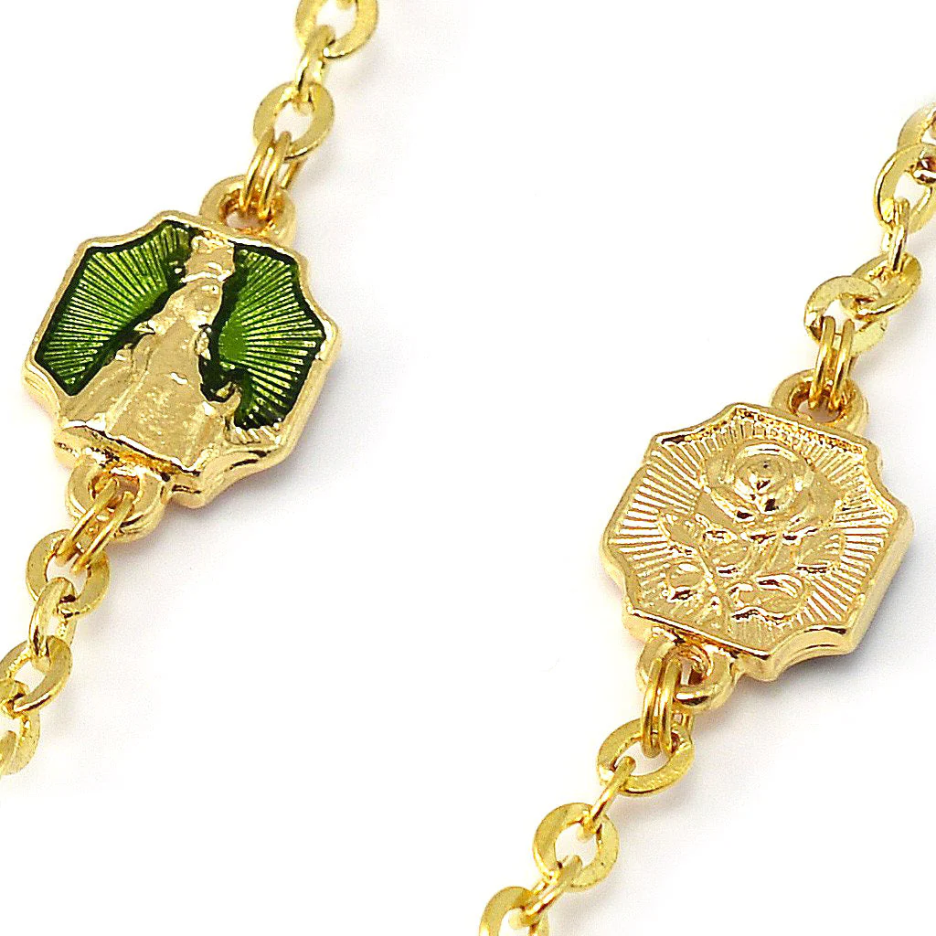 Knock Apparition Celtic Emerald & Gold Rosary - 7mm - Image 6