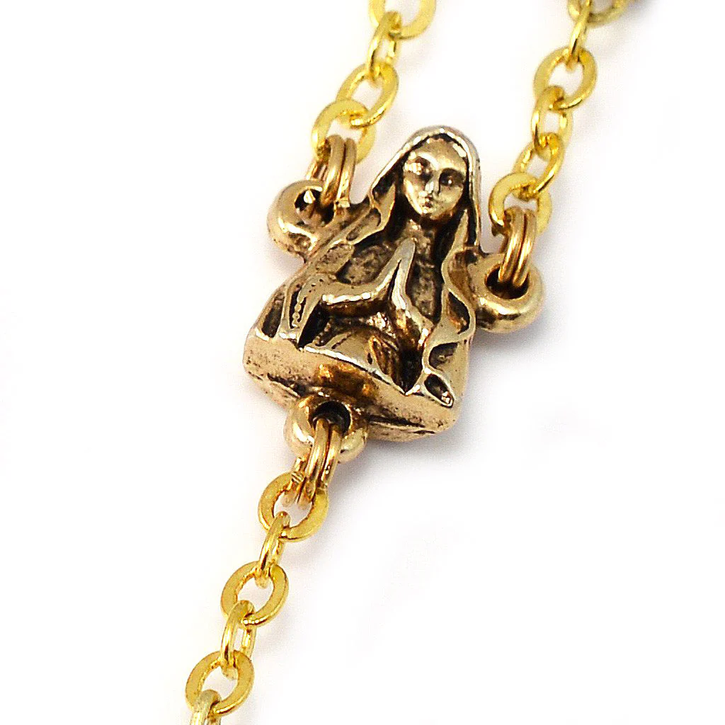 Lourdes Grotto Red Bohemian Glass & Gold Rosary - Image 3