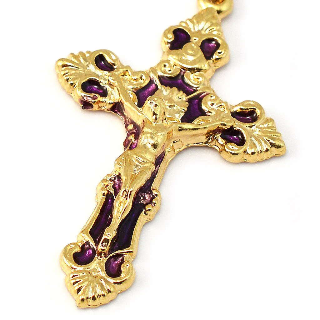 Lourdes Grotto Bohemian Glass & Gold Rosary - Image 2