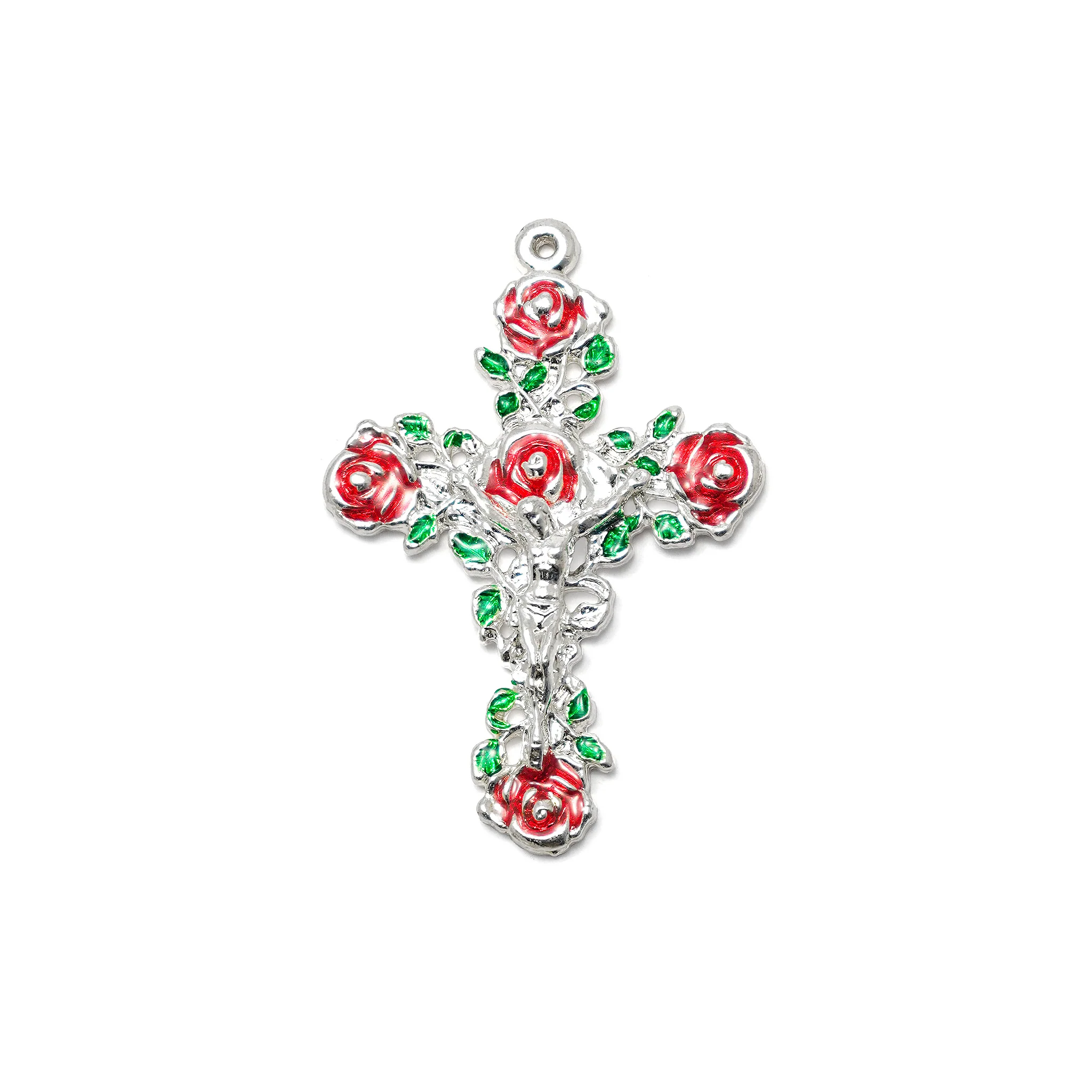 Lourdes Roses & Saint Bernadette Rosary with Pearl, Silver & Enameled - Image 2