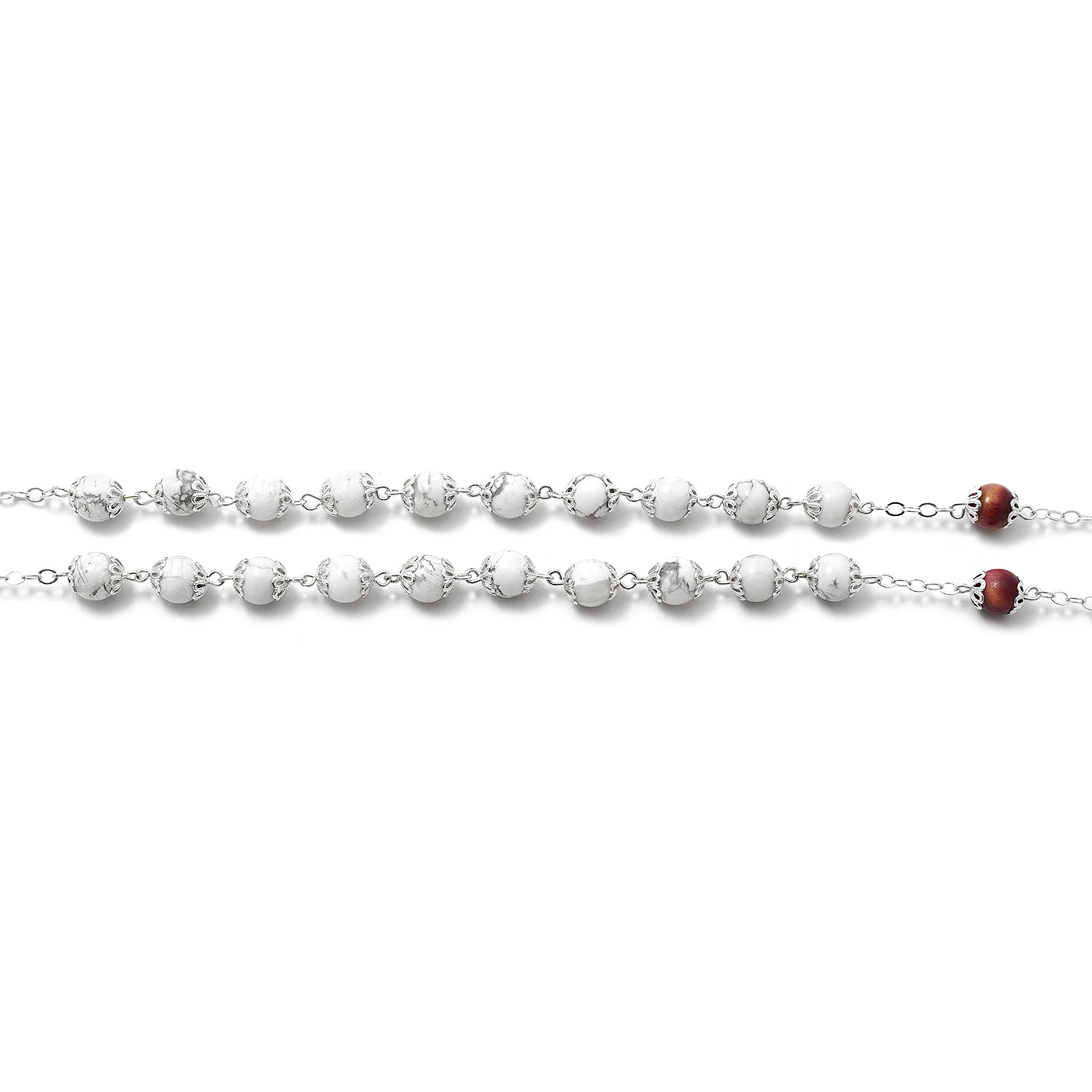 Lourdes Roses & Saint Bernadette Rosary with Pearl, Silver & Enameled - Image 6