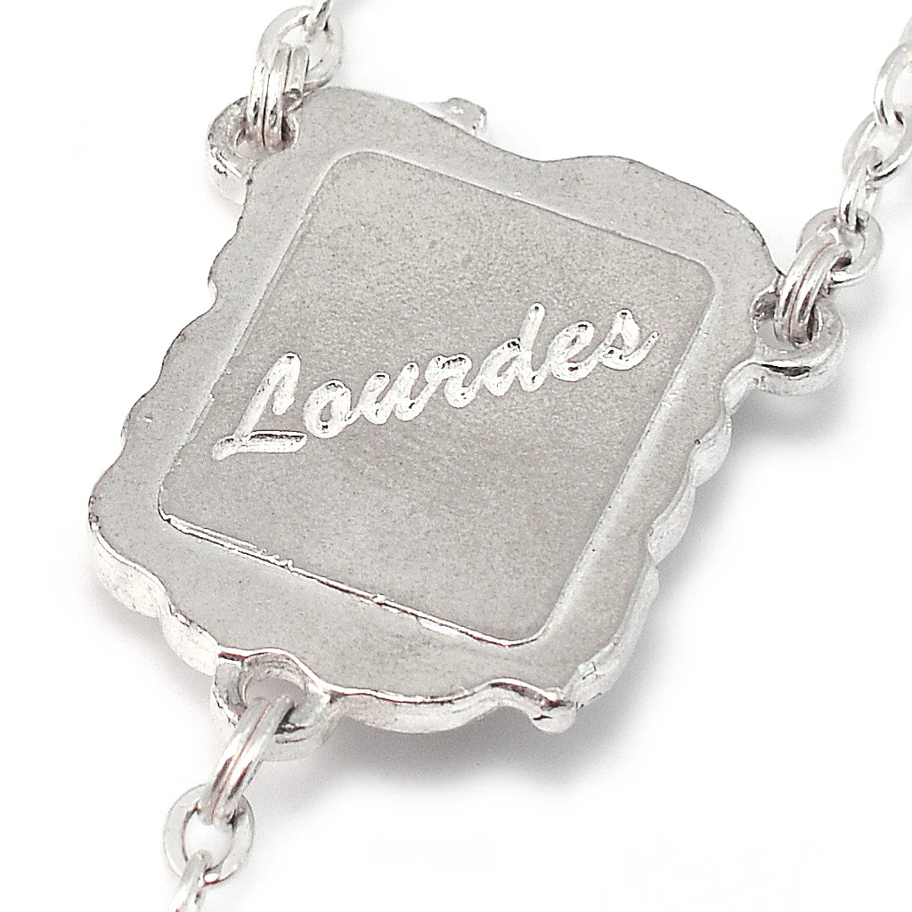Lourdes Lily White, Red & Silver Enameled Rosary - Image 4