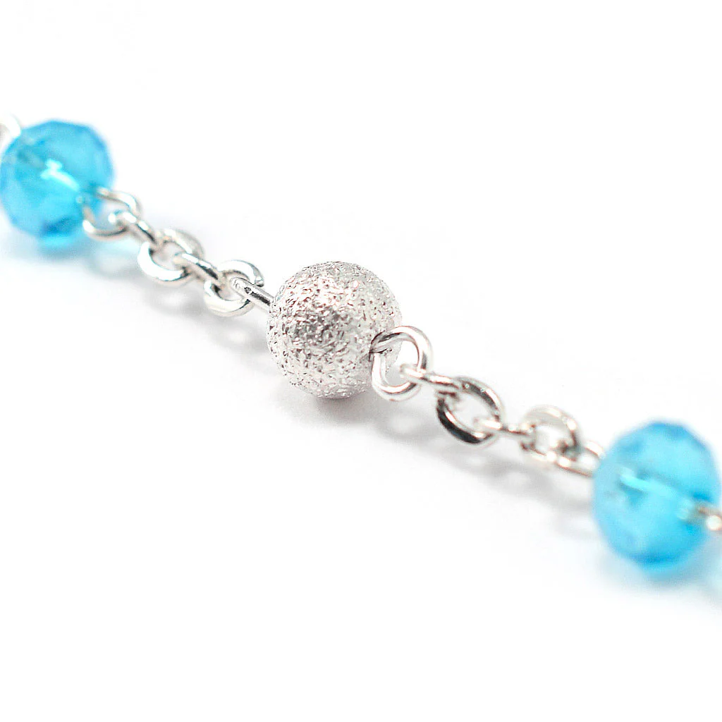 Medjugorje Queen of Peace Rosary, Aqua - Image 6