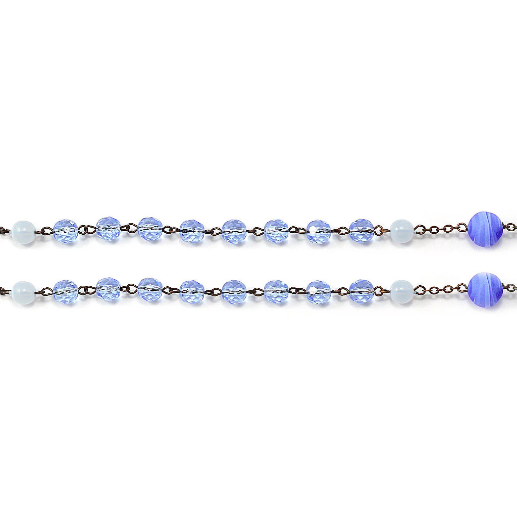 Medjugorje Queen of Peace Rosary with Genuine Murano Bead, Blue - Image 7