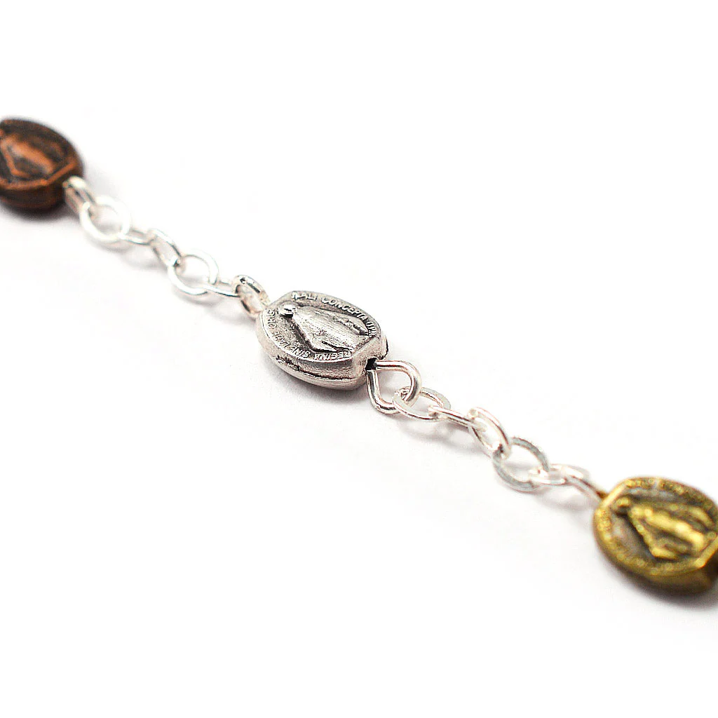 Miraculous Medal Rosary with Metal Beads - Image 7