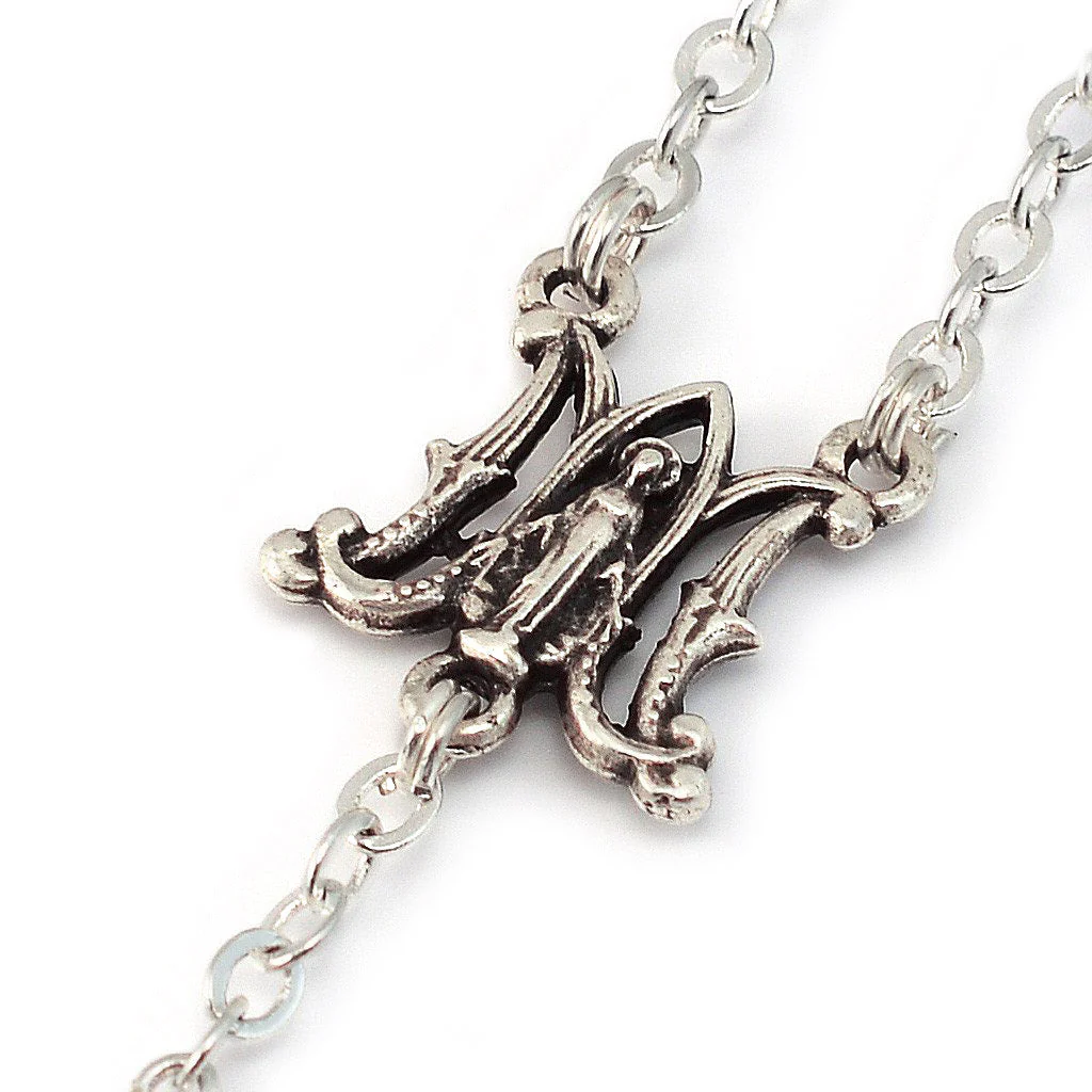 Annunciation Rosary, Wood & Silver, Miraculous Medal - Image 3