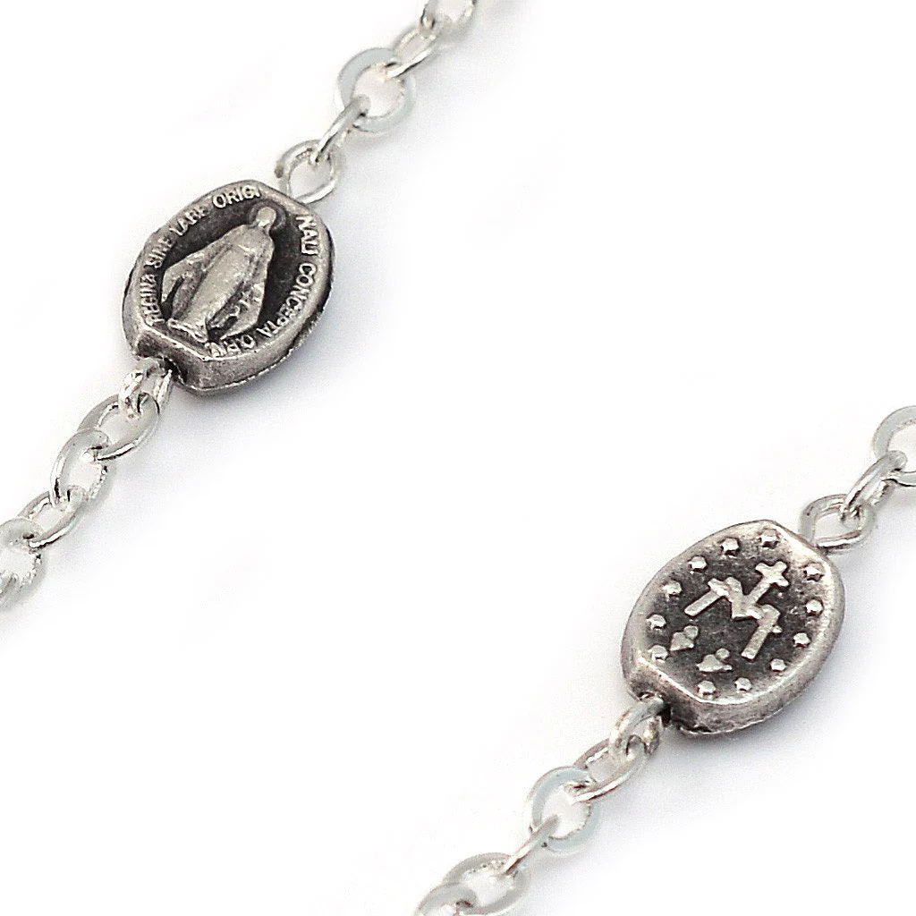 Annunciation Rosary, Wood & Silver, Miraculous Medal - Image 5