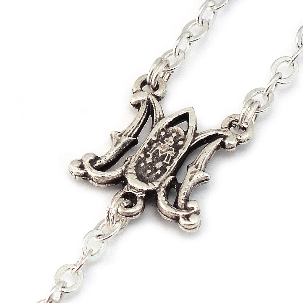 Miraculous Medal Blue Floral & Roses Rosary - Image 4