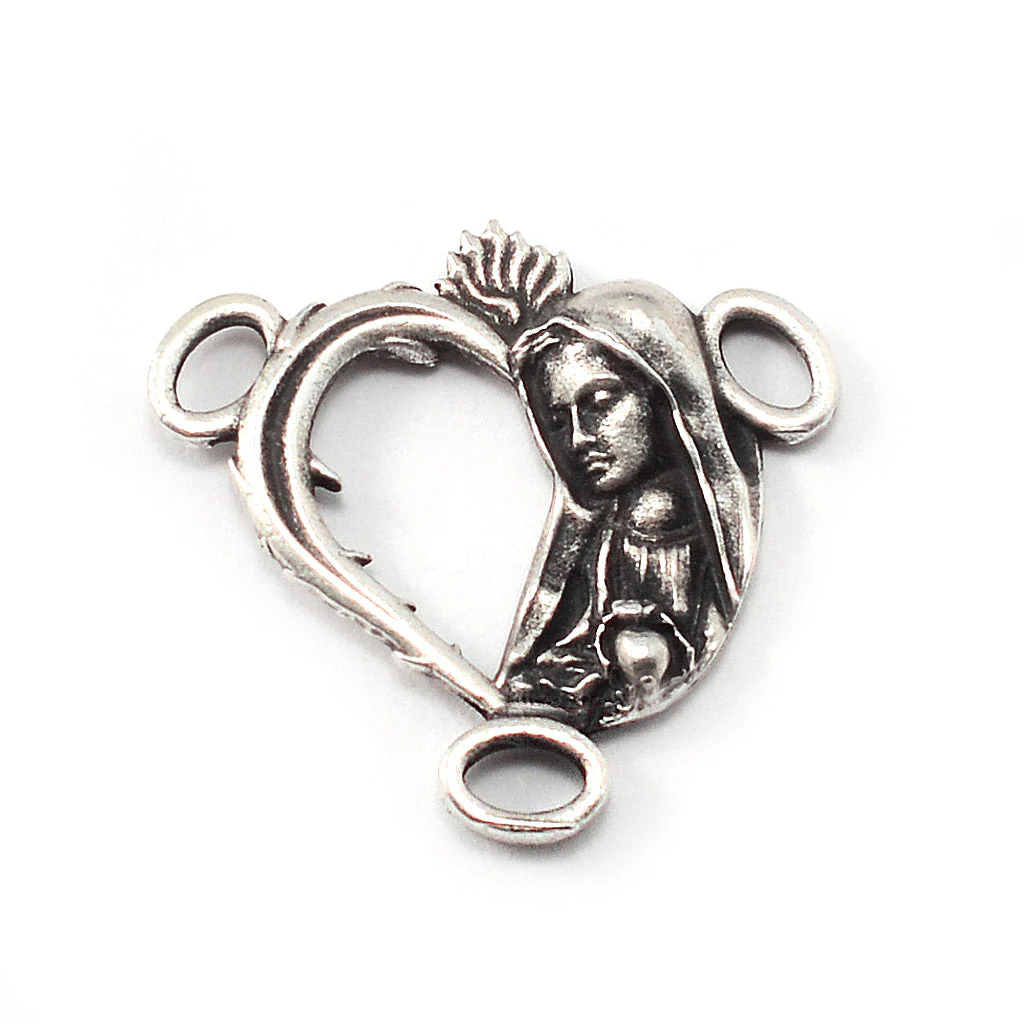 Our Lady of Fatima Rosary with Amethyst Glass Beads & Silver - Image 4