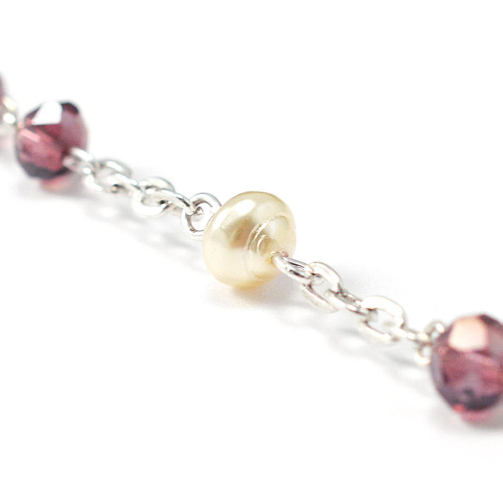 Our Lady of Fatima Rosary with Amethyst Glass Beads & Silver - Image 6