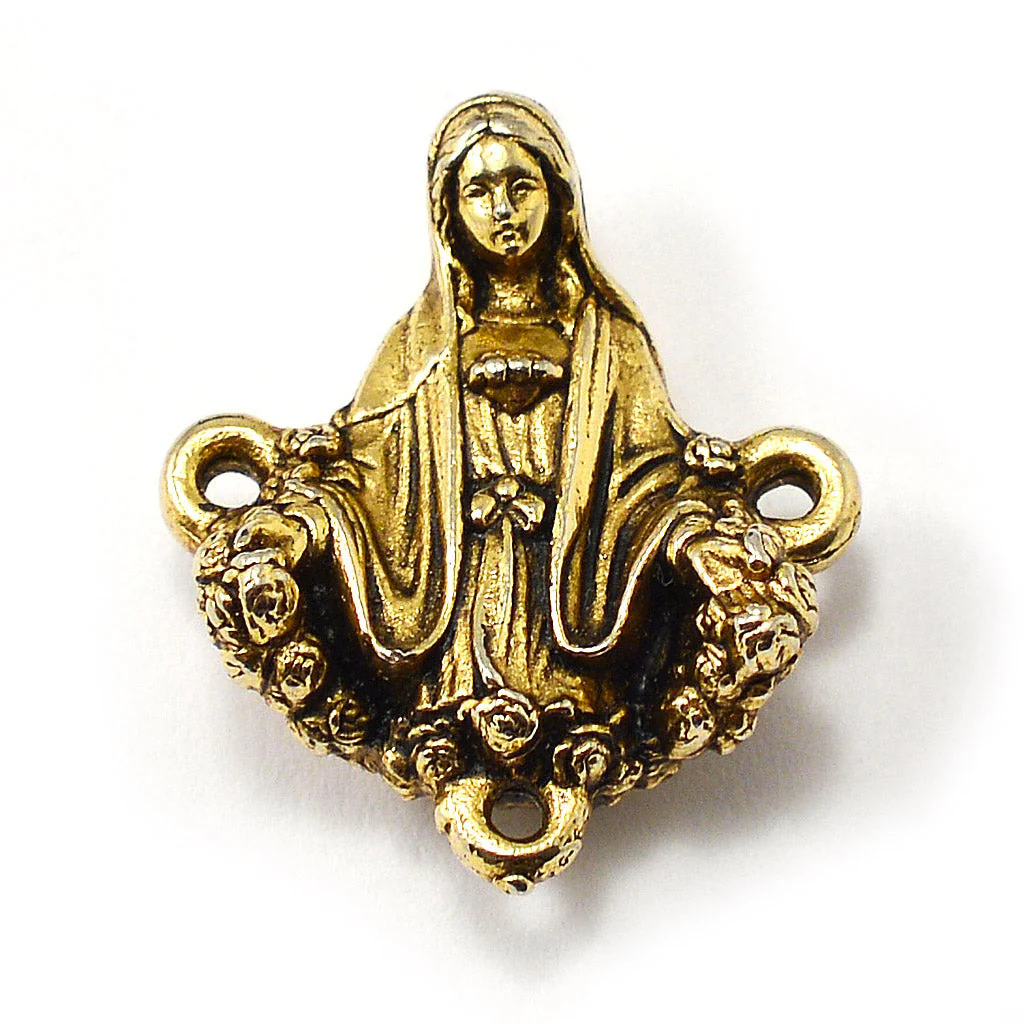 Our Lady of the Miraculous Medal Rosary in Burgundy & Antique Gold - Image 4