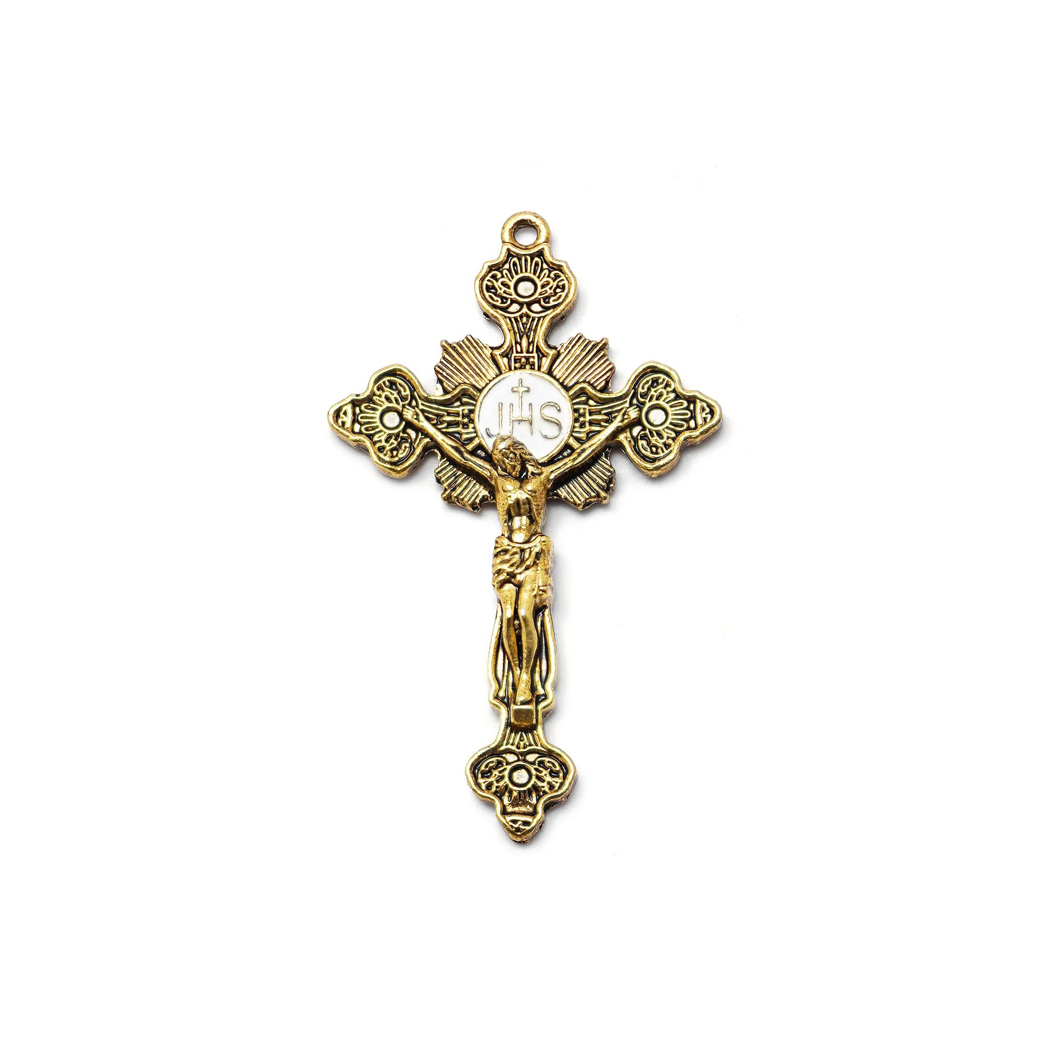 Our Lady of the Miraculous Medal Rosary in Antique Gold with Natural Jasper Stone - Image 2