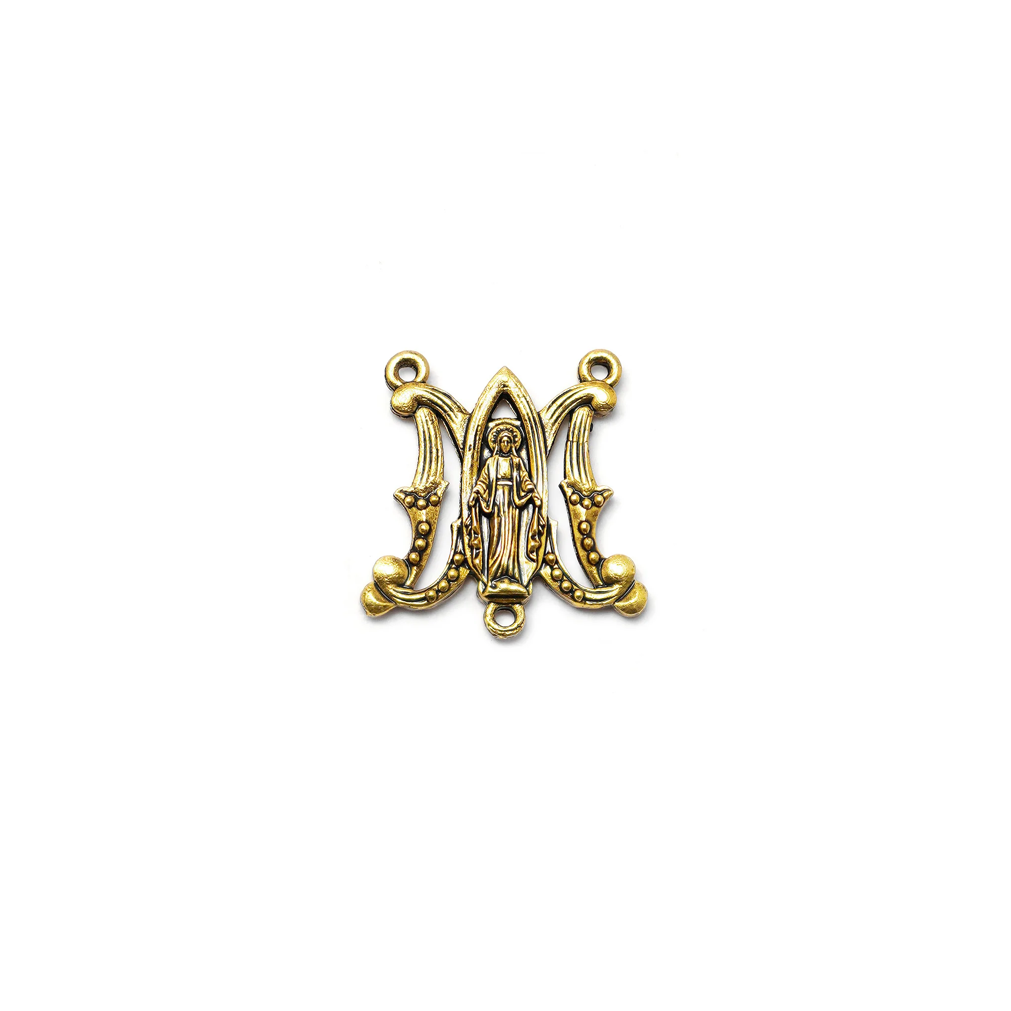 Our Lady of the Miraculous Medal Rosary in Antique Gold with Natural Jasper Stone - Image 4