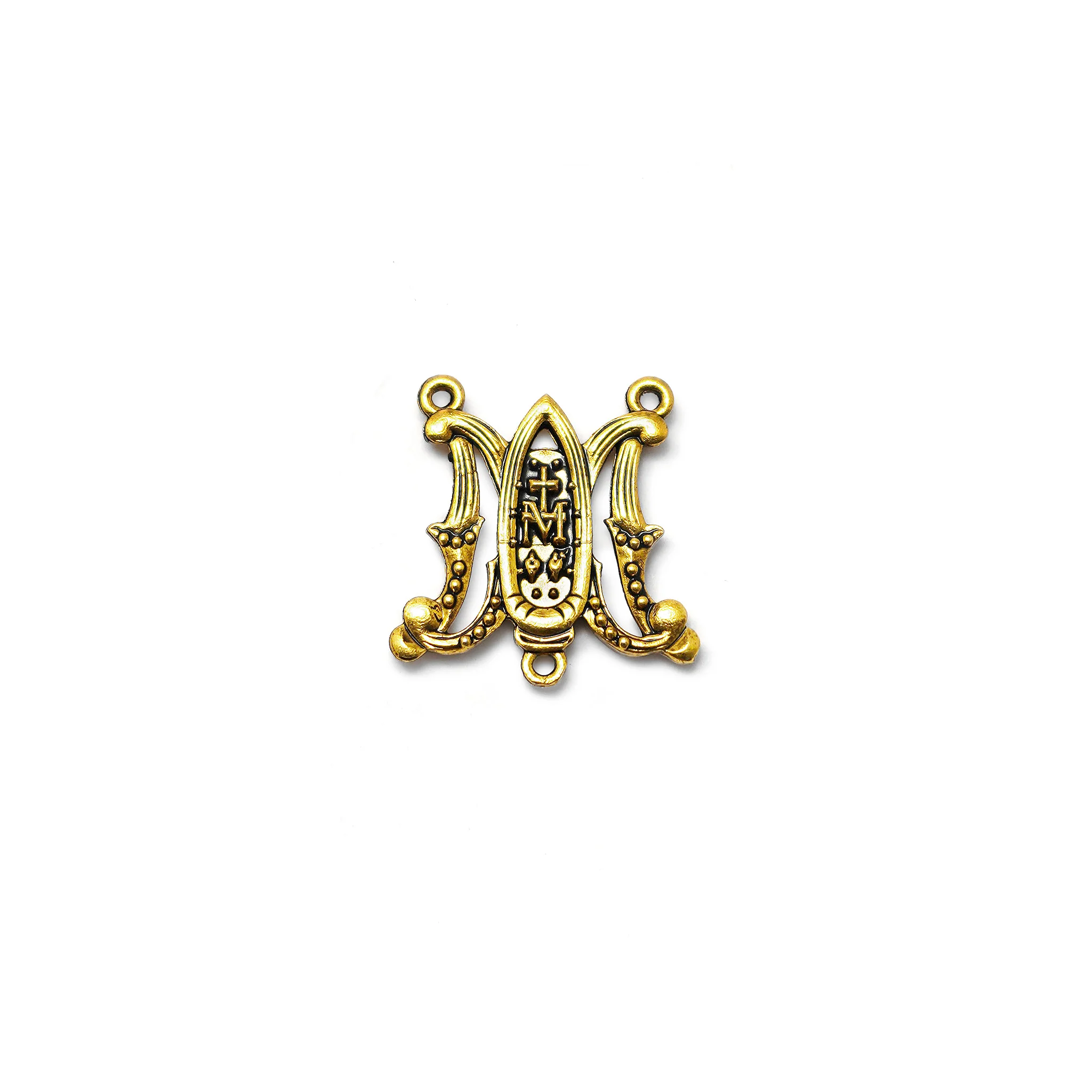Our Lady of the Miraculous Medal Rosary in Antique Gold with Natural Jasper Stone - Image 5