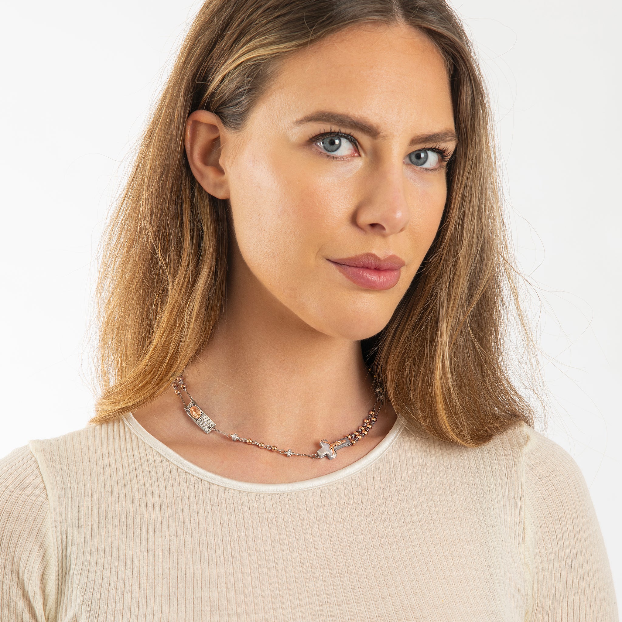 Rosalet® Necklace – Rose Gold Beads, Sterling Silver & Zircon Pave - Image 4