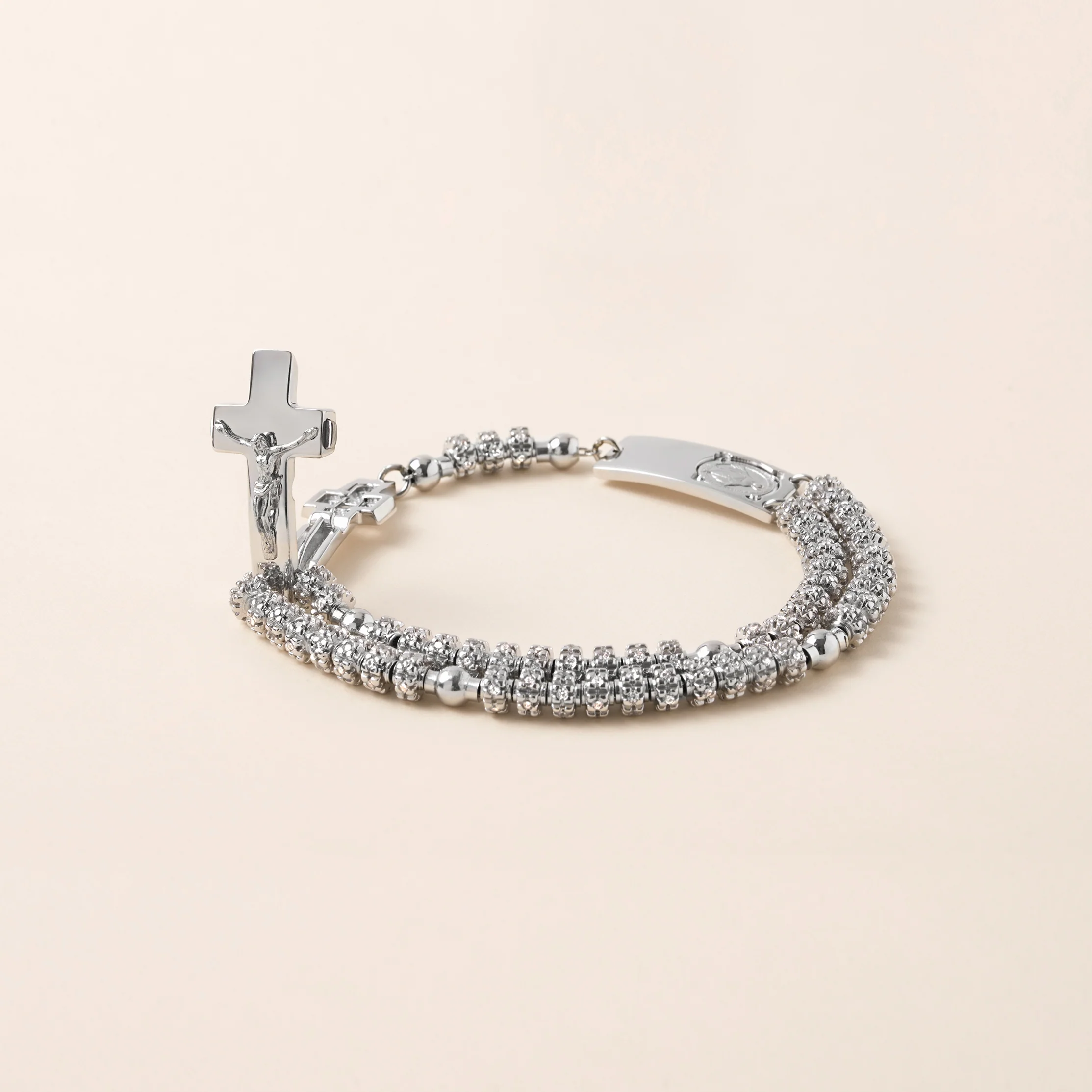ROSALET® FULLY PAVE RHODIUM BEADS , STERLING SILVER & ROUND PATER, TRADITIONAL - Image 3