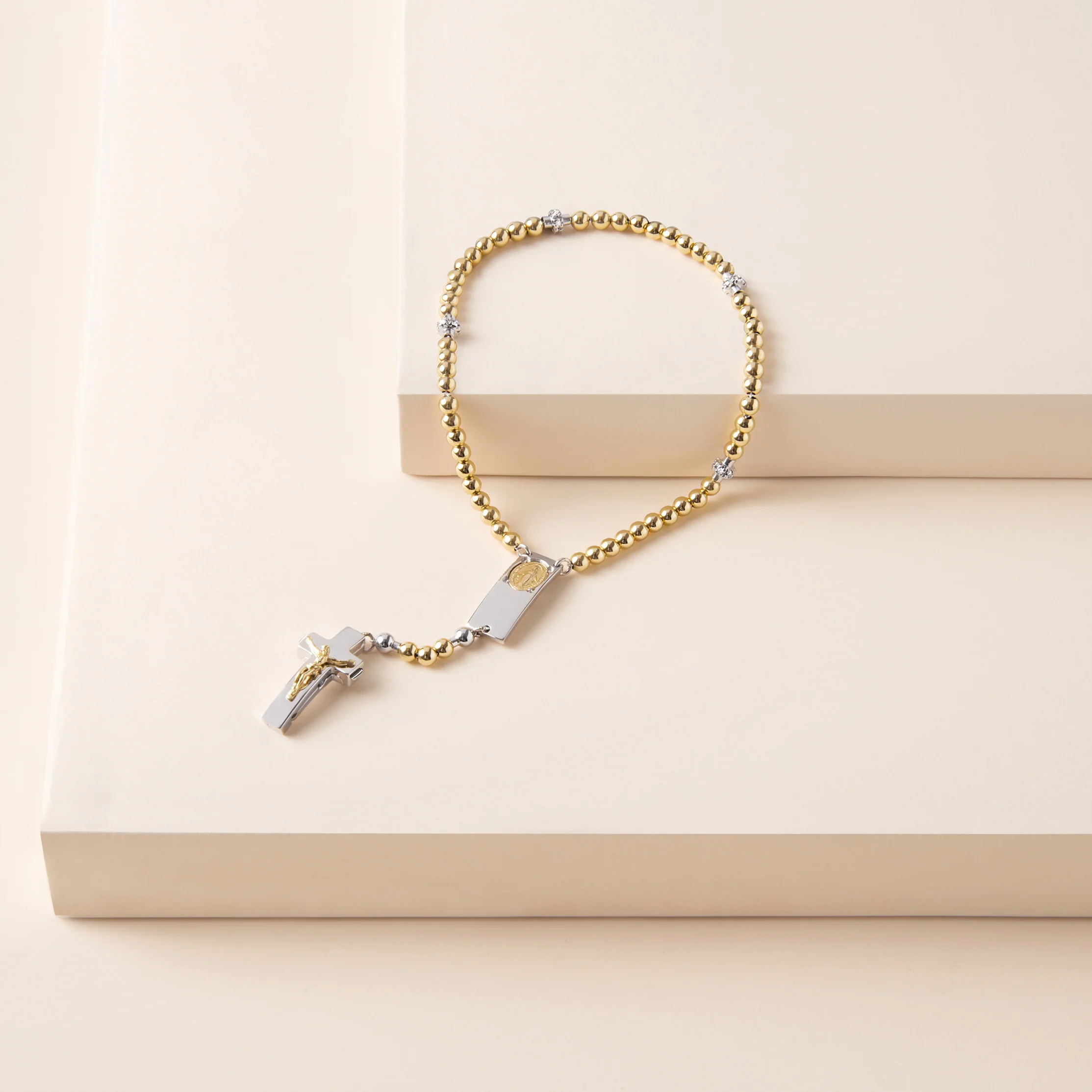 ROSALET® ROUND GOLD BEADS, STERLING SILVER & PAVE PATER, TRADITIONAL - Image 3