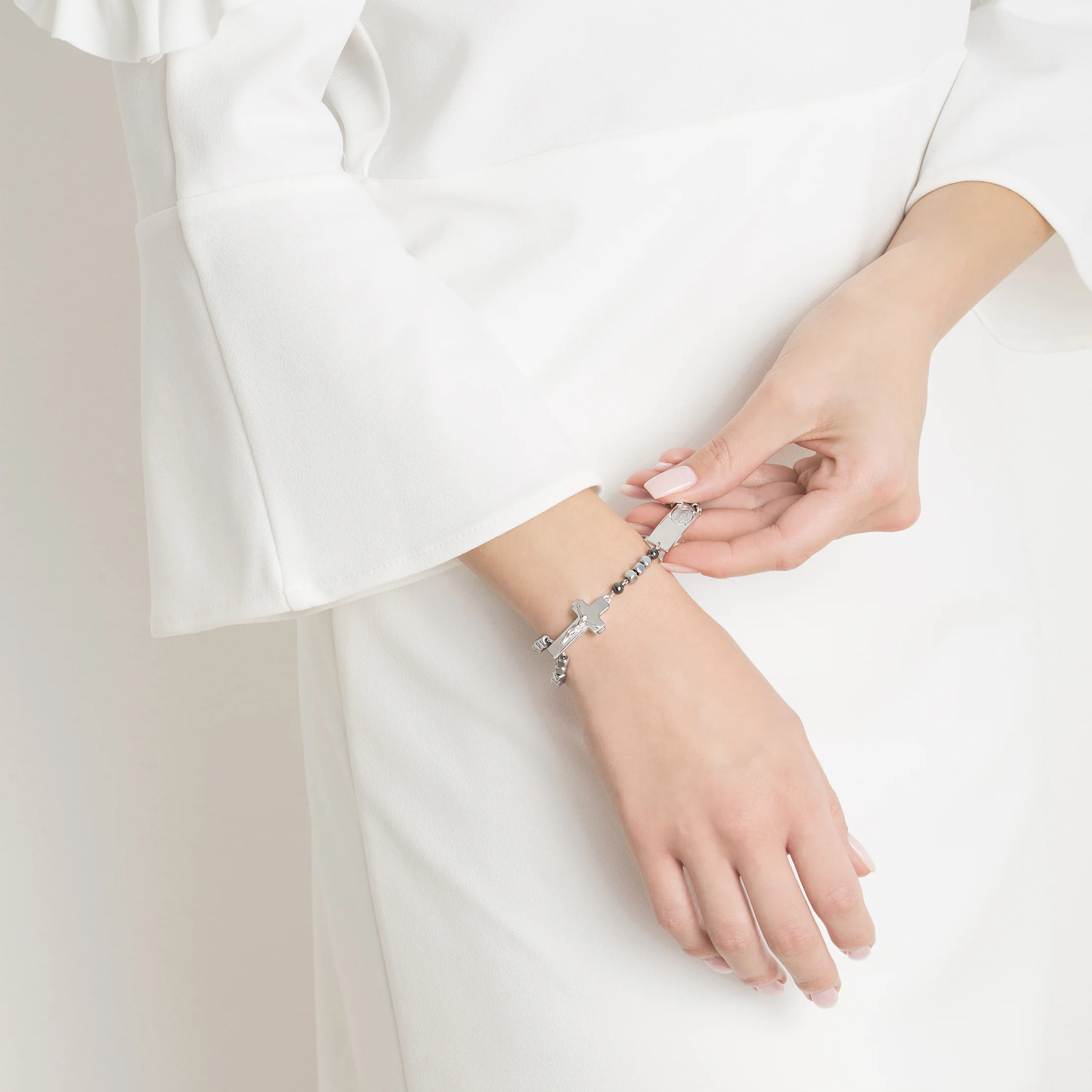 ROSALET® SQUARE RHODIUM BEADS, STERLING SILVER & DARK RUTHENIUM PATER, TRADITIONAL - Image 5