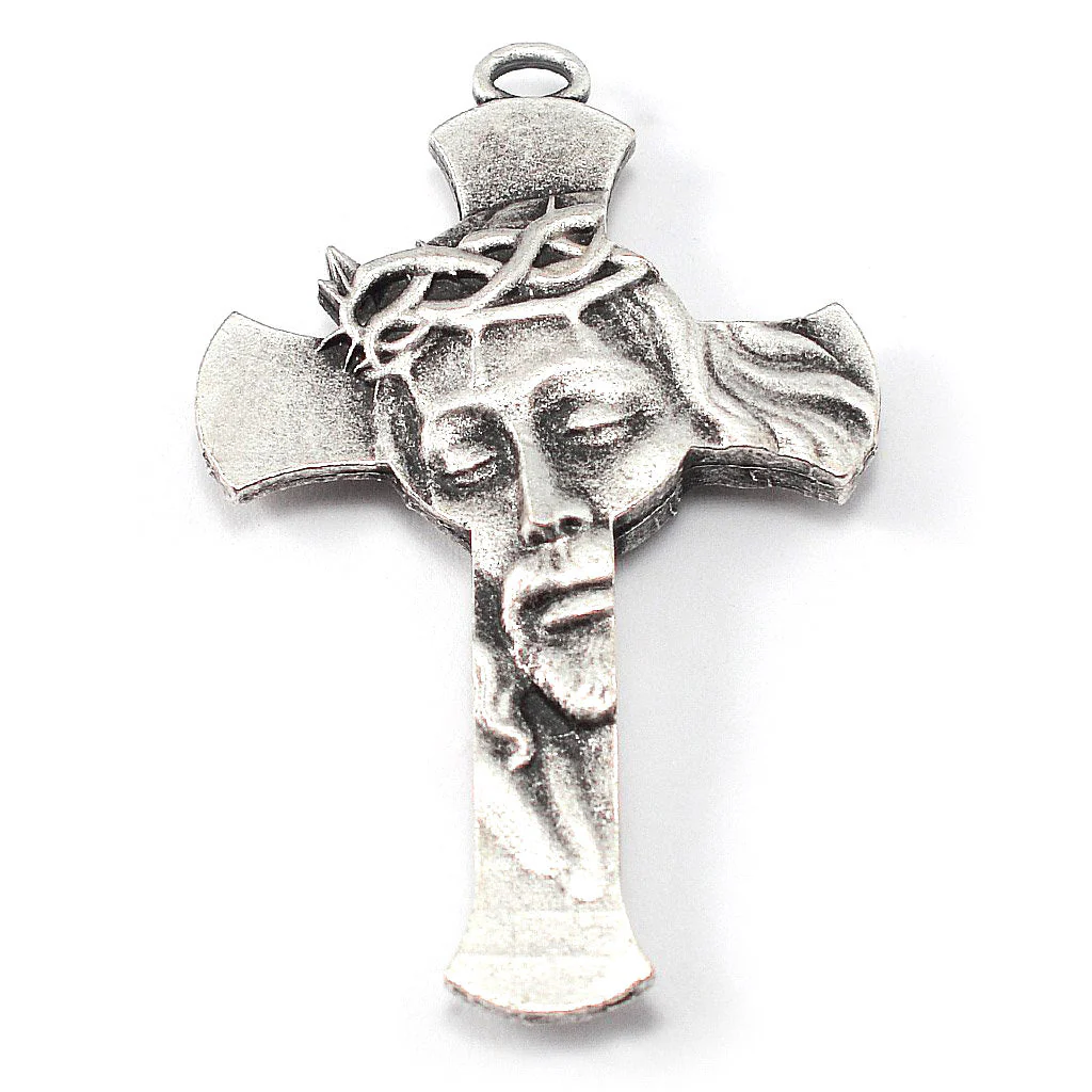 Saint Anthony Rosary in Antique Silver and Black Glass Beads - Image 3