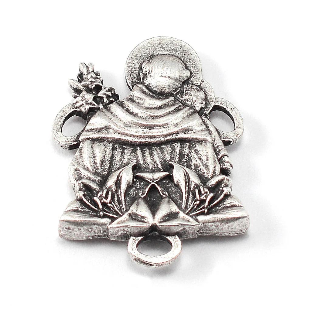 Saint Anthony Rosary in Antique Silver and Hematite Beads - Image 5