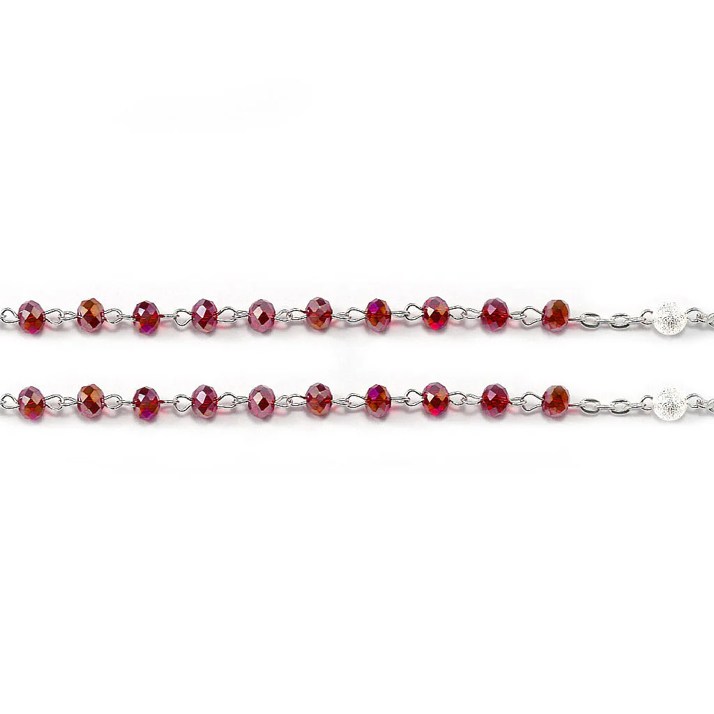 Saint Faustina Divine Mercy Rosary with Faceted Bohemian Glass Beads - Image 7