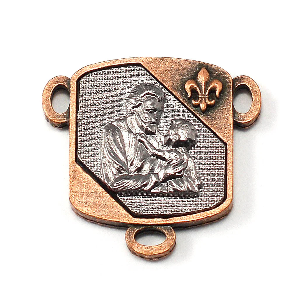 Saint Joseph Rosary in Copper, Gunmetal & Hematite - Image 4