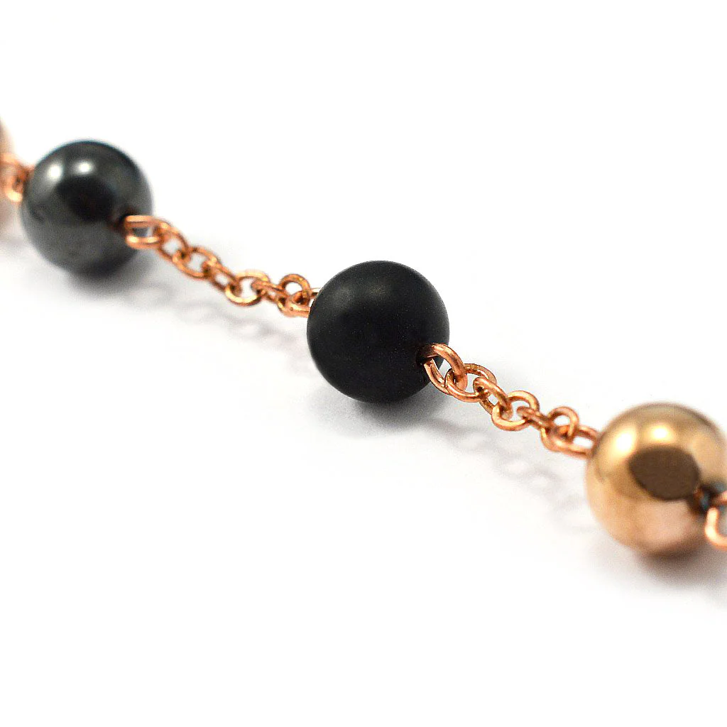Saint Joseph Rosary in Copper, Gunmetal & Hematite - Image 6