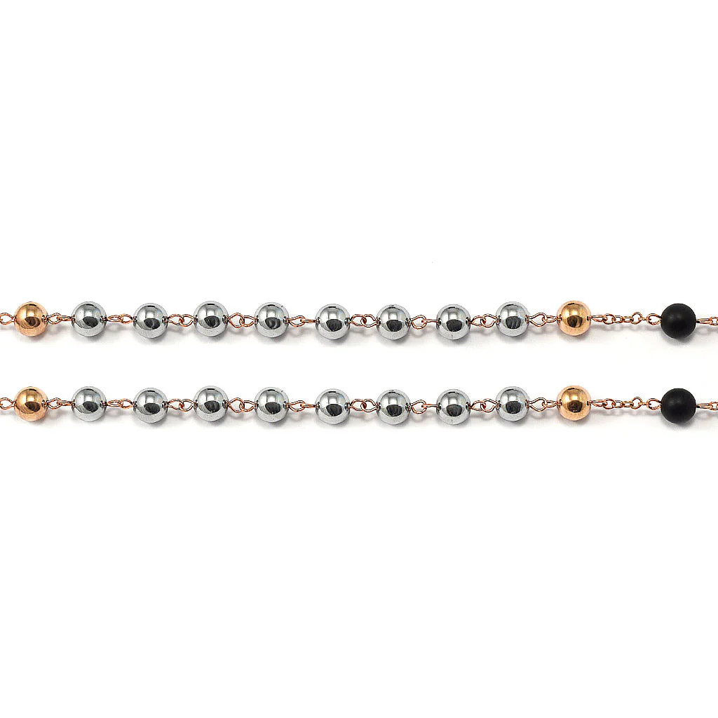 Saint Joseph Rosary in Copper, Silver & Hematite - Image 7