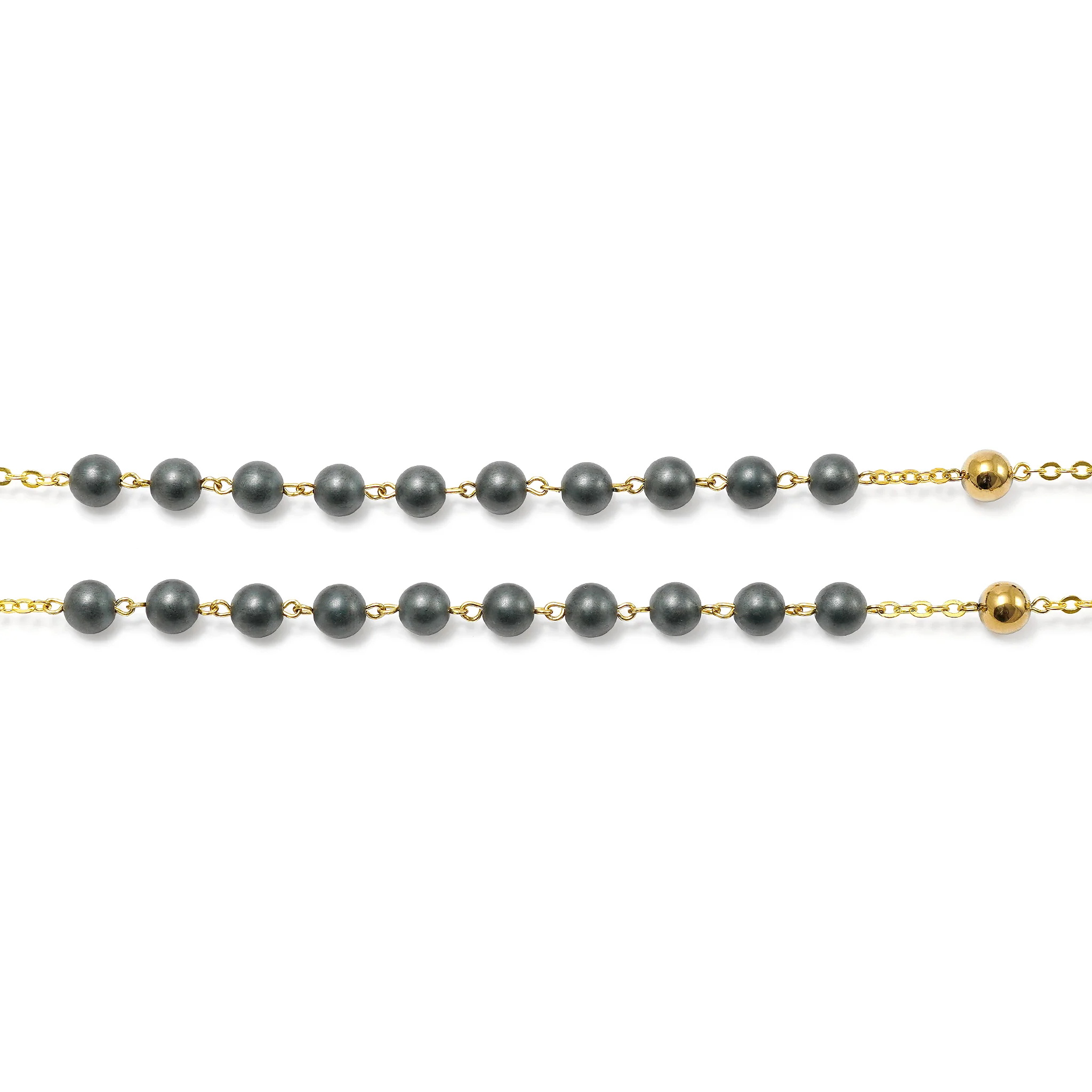 Saint Joseph Rosary in Silver, Gold & Hematite - Image 6
