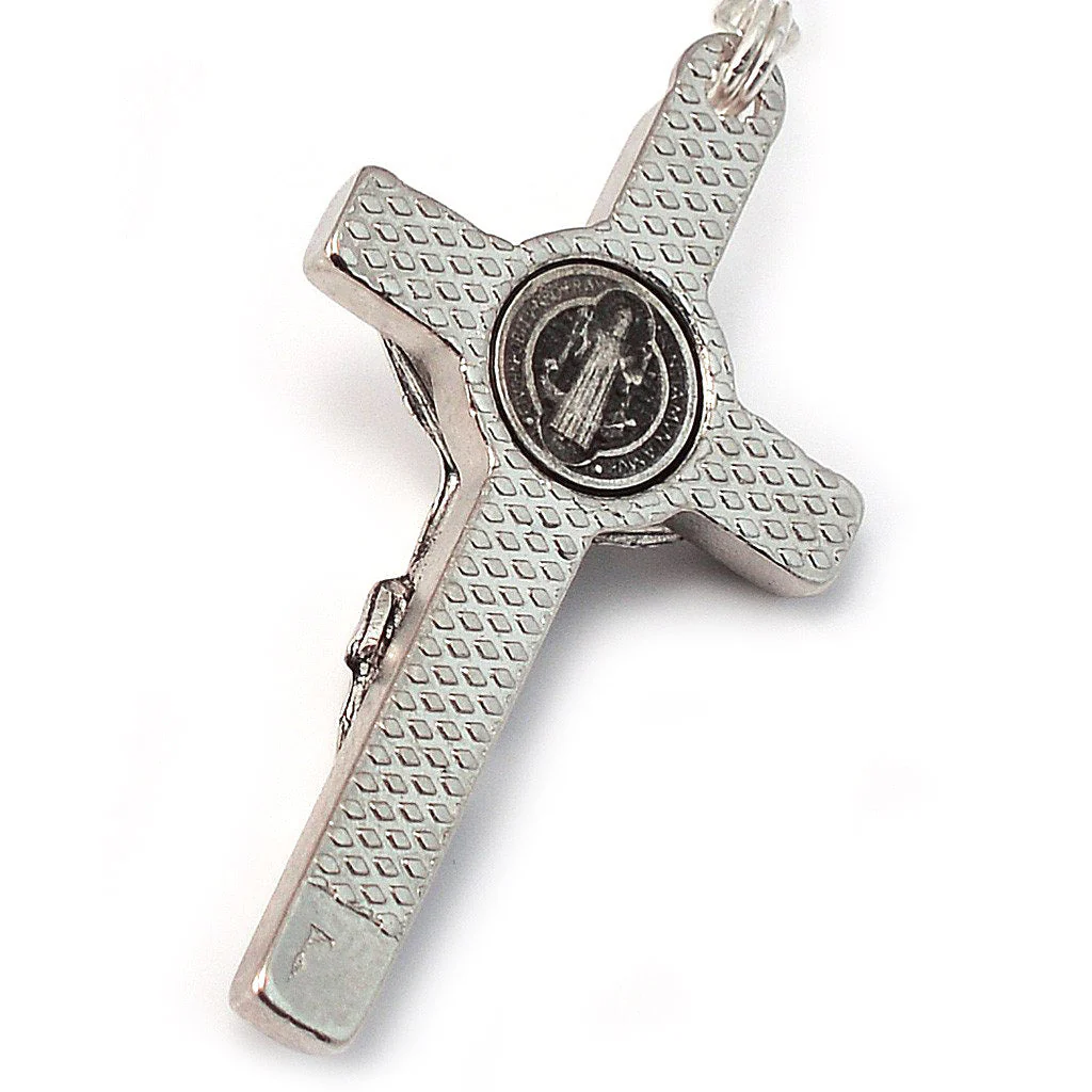 Saint Benedict Rosary with Italian Wood & Silver - Image 3