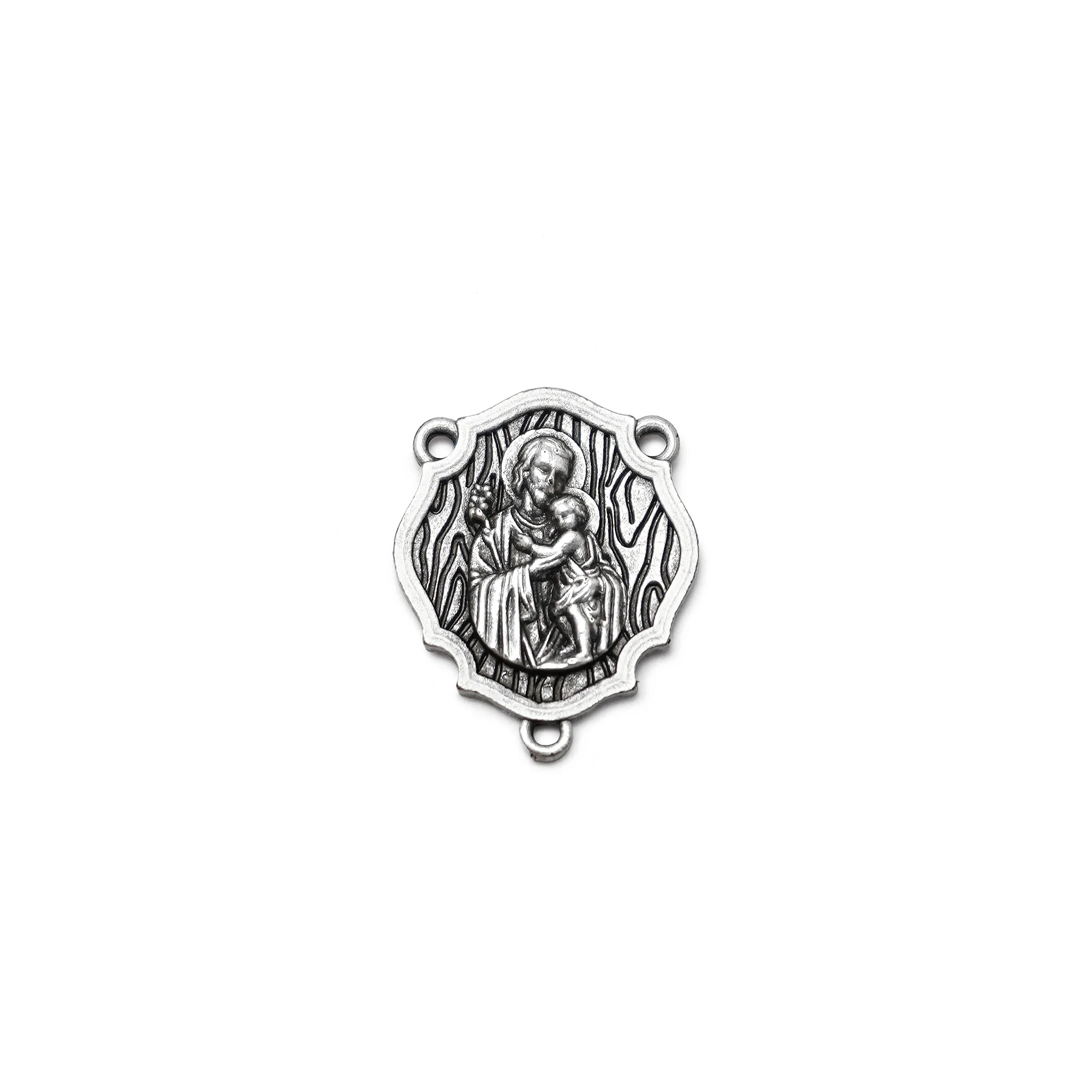 Saint Joseph Rosary in Silver with Italian Wood Beads - Image 4