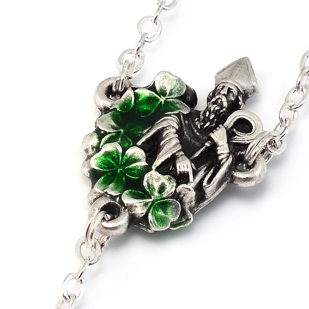 Saint Patrick Green Enamel, Faceted Crystal & Silver Rosary - Image 3