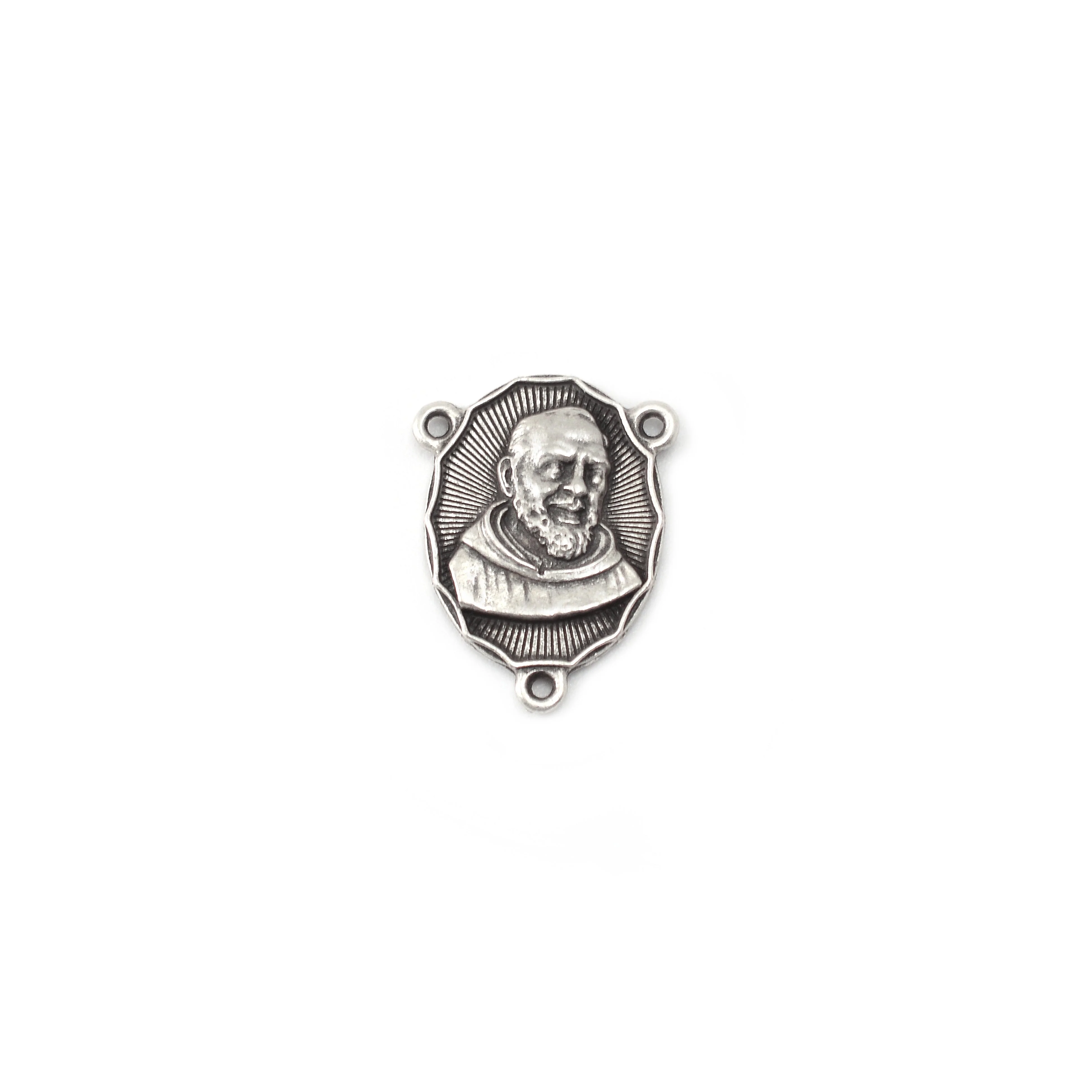 Saint Pio of Pietrelcina Anniversary Rosary in Antique Silver with Pink Pearl Beads - Image 4