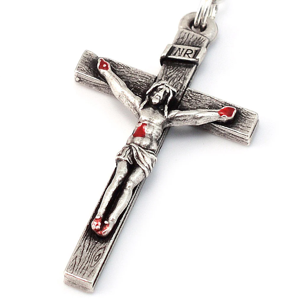 Saint Pio of Pietrelcina Rosary in Antique Silver with Red Beads - Image 2