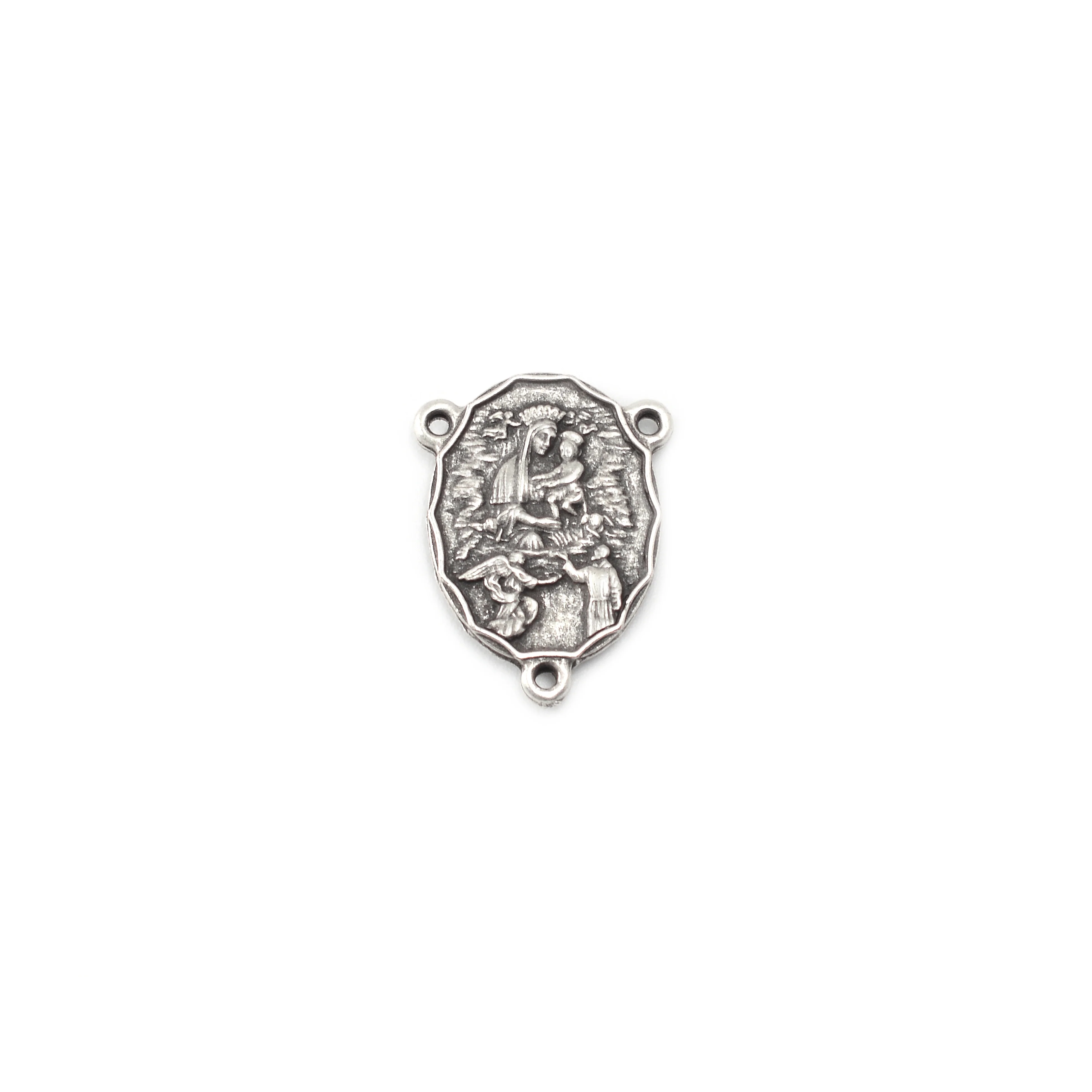 Saint Pio of Pietrelcina Rosary in Antique Silver with Wood Beads - Image 4