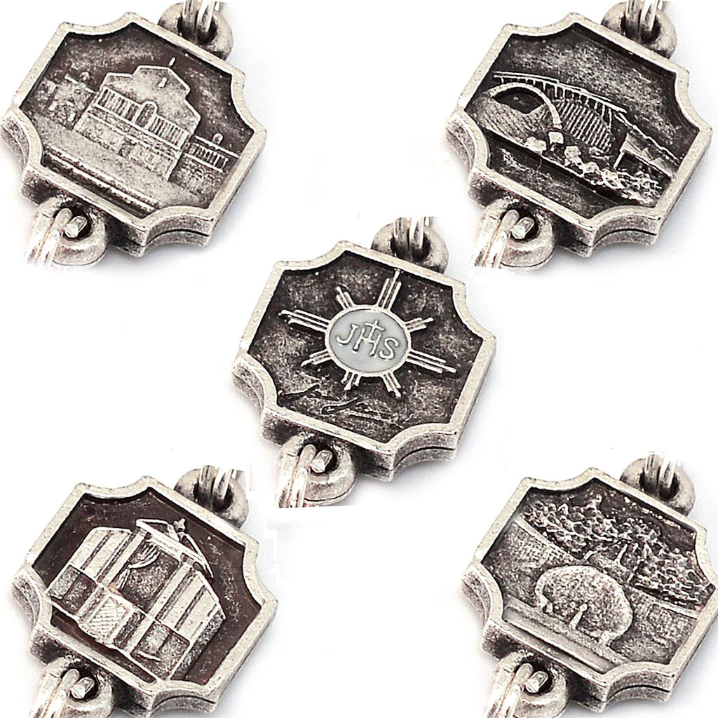 Saint Pio of Pietrelcina Rosary in Antique Silver with Wood Beads - Image 5