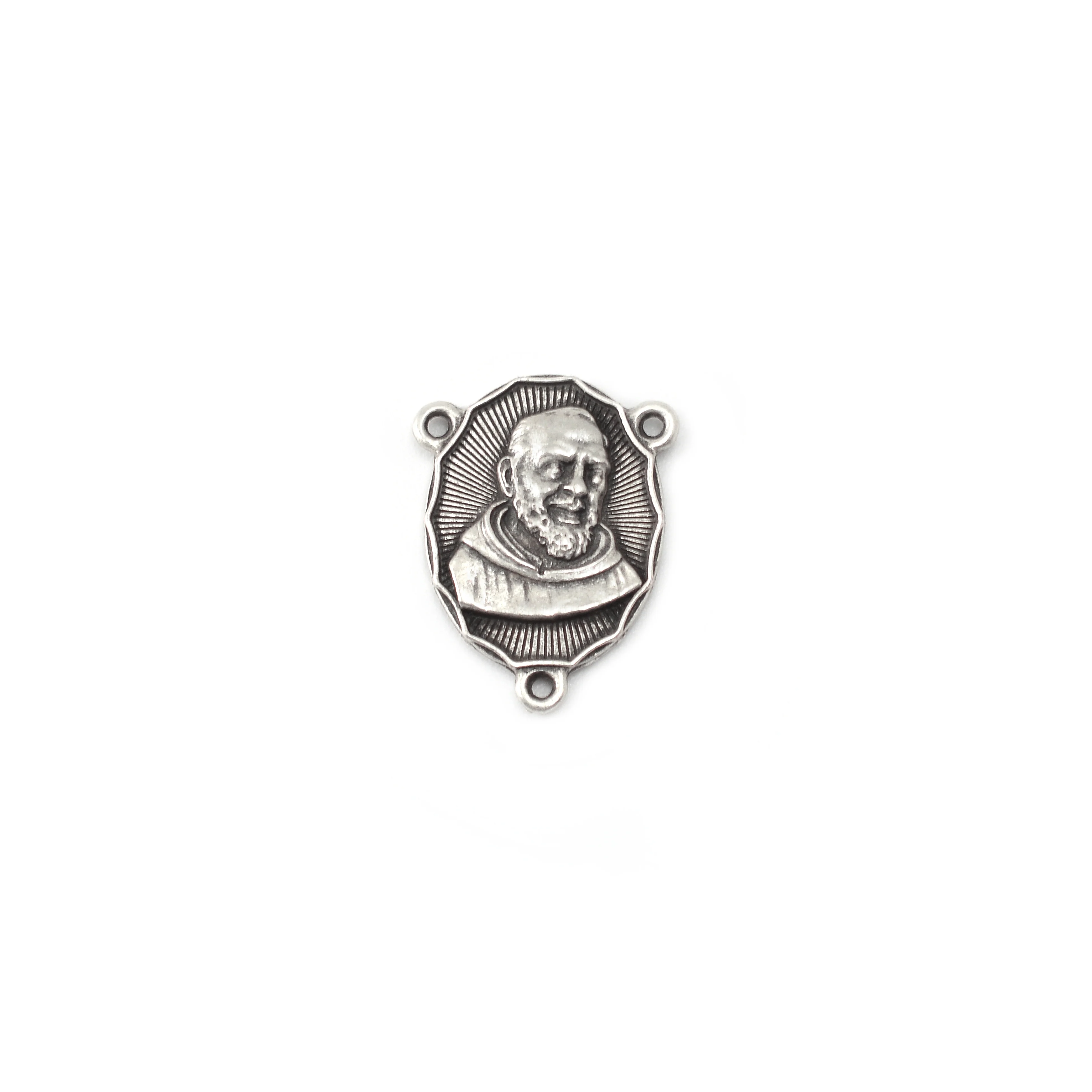 Saint Pio of Pietrelcina Anniversary Rosary in Antique Silver with Red Bohemian Glass Beads - Image 3