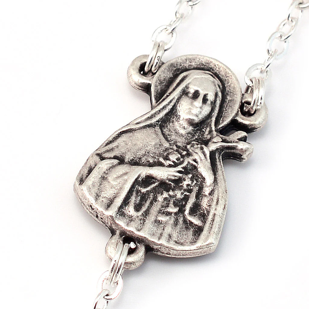 Saint Therese of Lisieux Ghirelli Silver Decade Rosary - Image 3